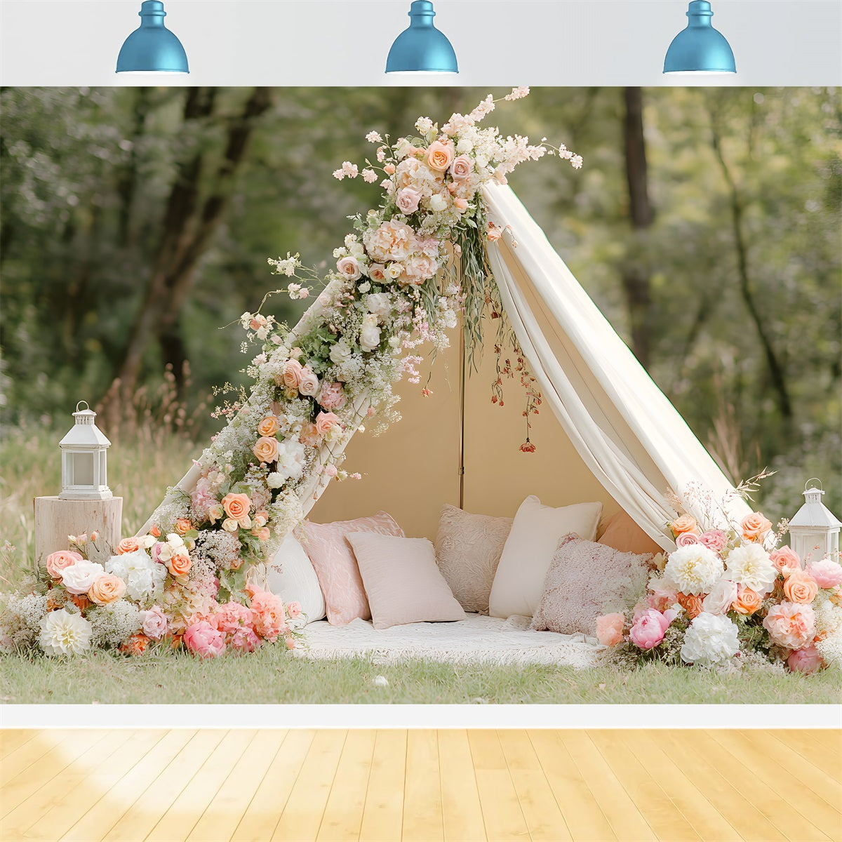 Backdrop For Mother's Day Floral Teepee Setup Mothers Day Photography Backdrops By Magali