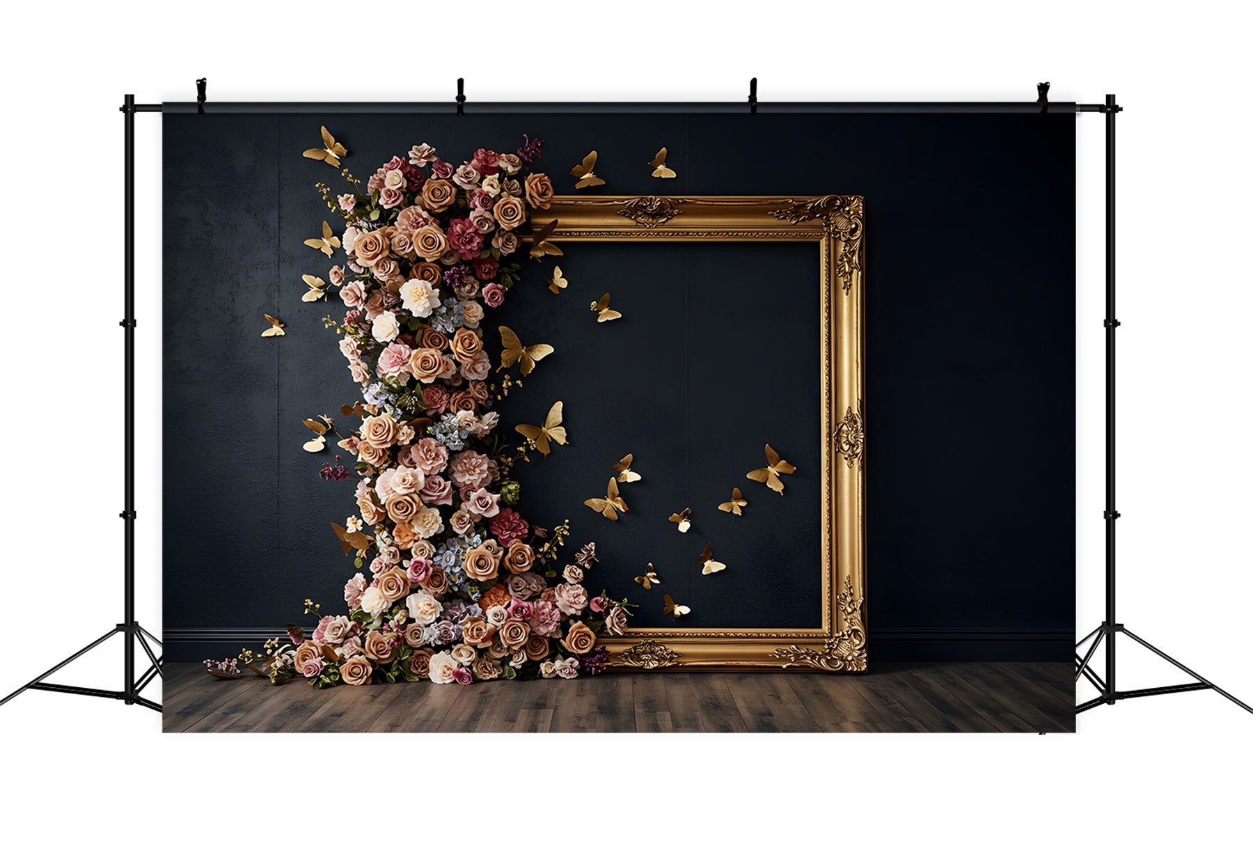 Photo Backdrops For Mothers Day Gold Frame Floral Butterfly Mother's Day Photo Backdrop By Magali