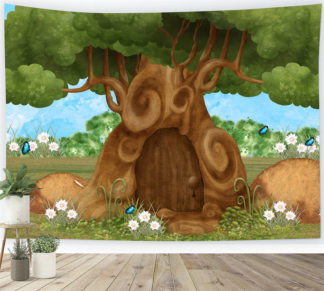 Backdrop For Kids Enchanted Tree Door Daisy Garden Butterfly Backdrop By Magali