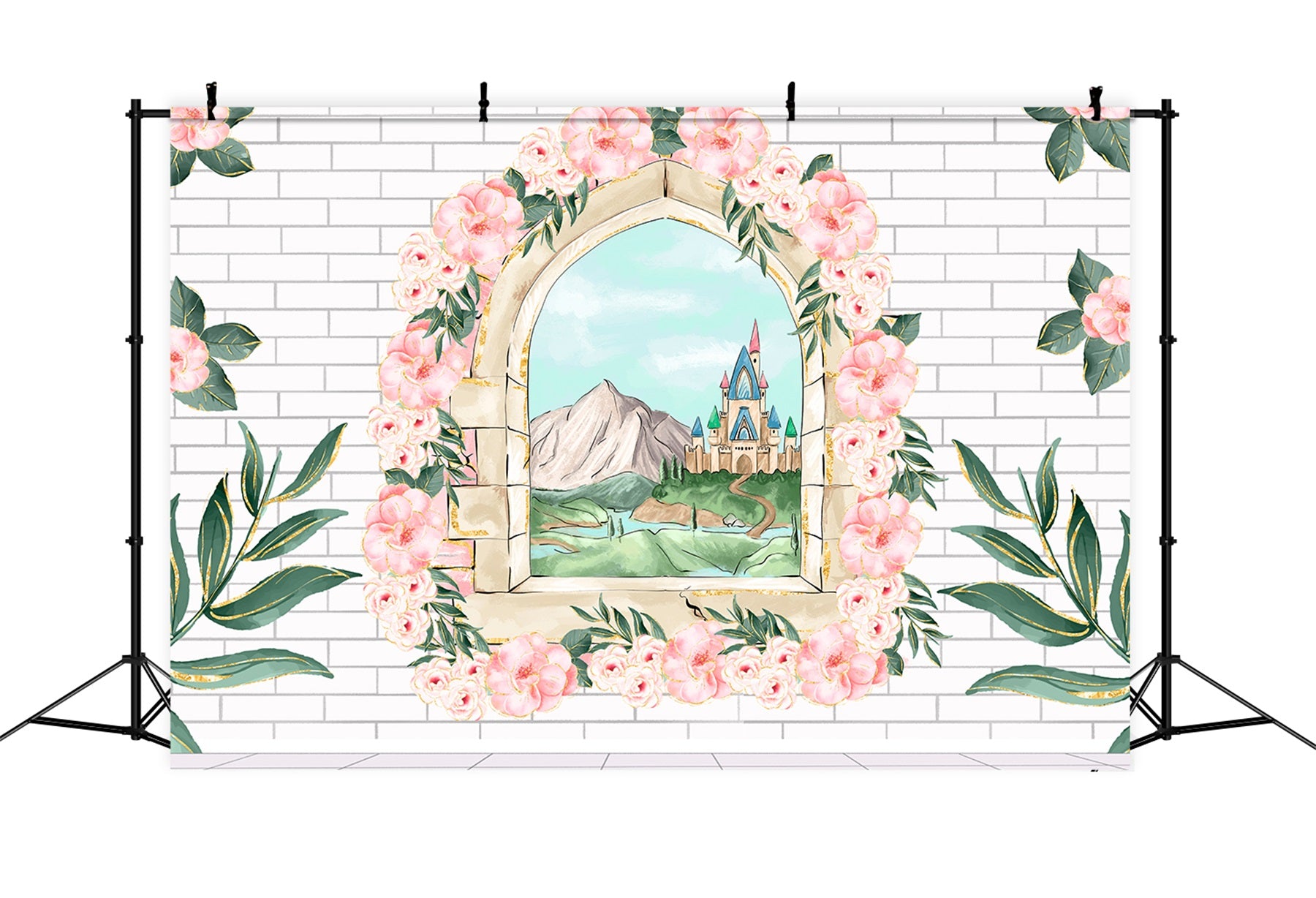 Newborn Photography Backdrops Floral Window Brick Wall Castle Backdrop By Magali