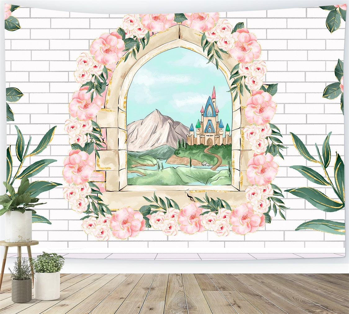 Newborn Photography Backdrops Floral Window Brick Wall Castle Backdrop By Magali