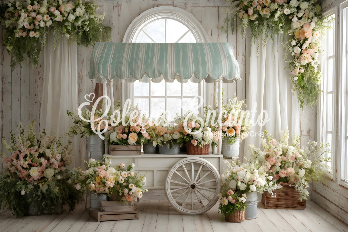 Easter Window Spring Light Backdrop Bloom Cart White Window Easter Backdrop By Magali