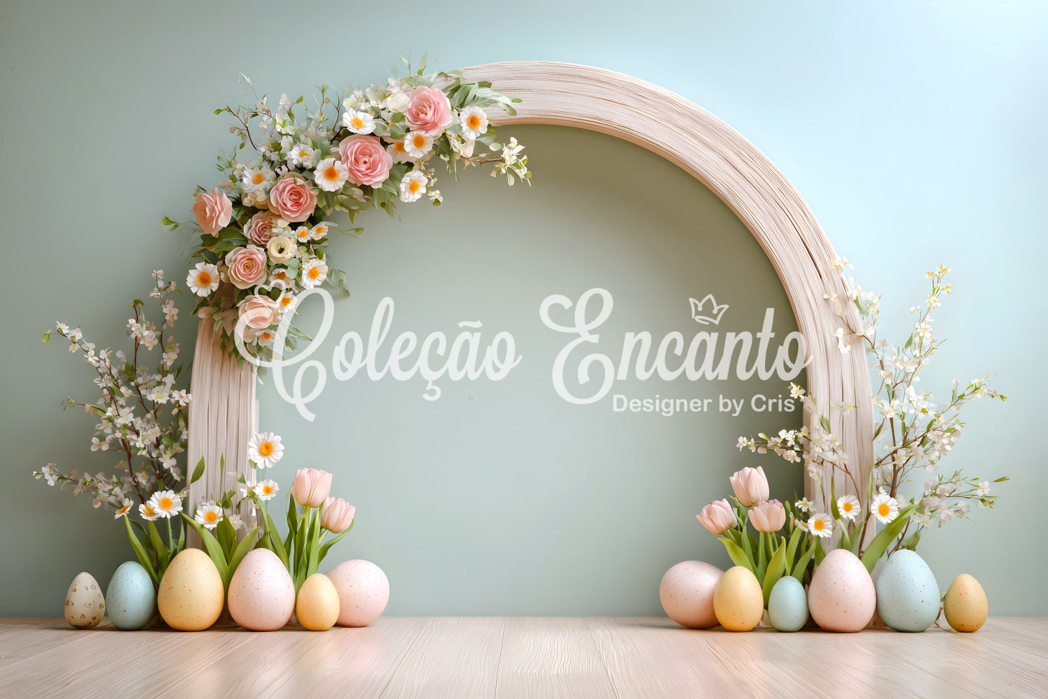Easter Egg Backdrop Rose Arch Tulip Daisy Easter Backdrop For Pictures By Magali