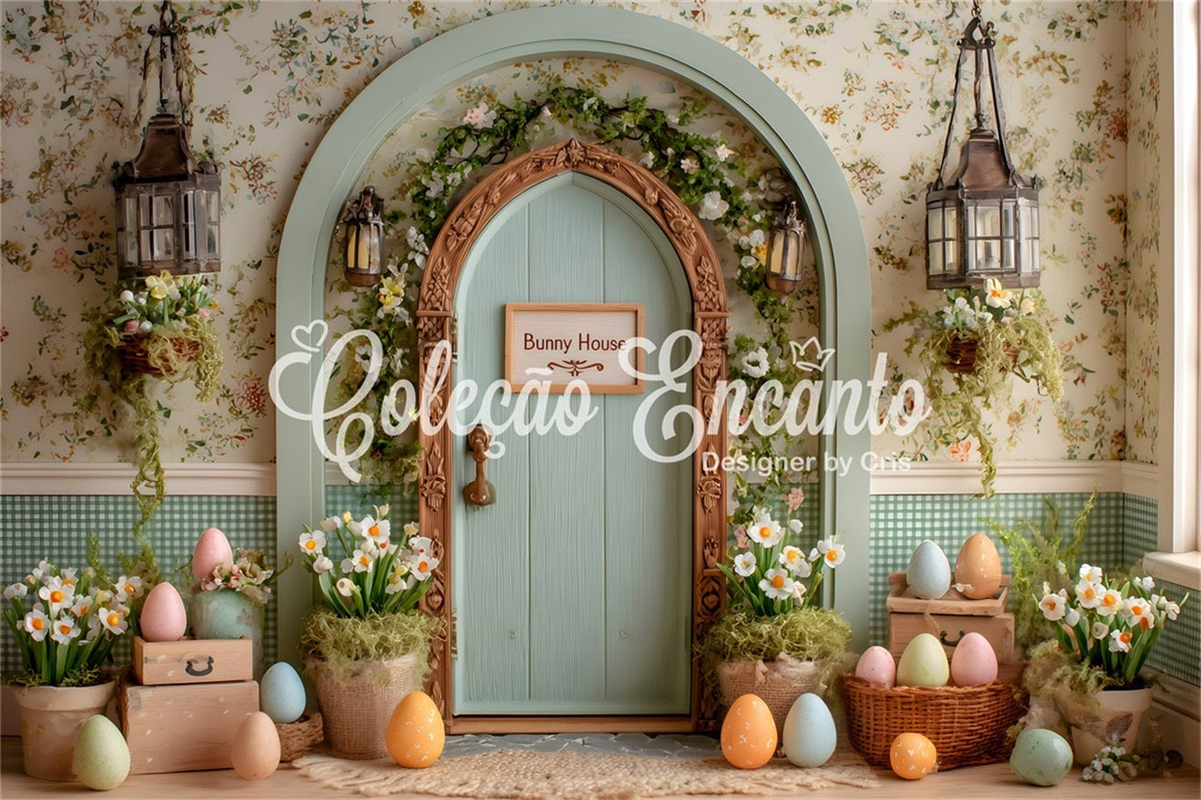Easter Daisy Backdrop Arch Door Floral Eggs Backdrops For Easter By Magali