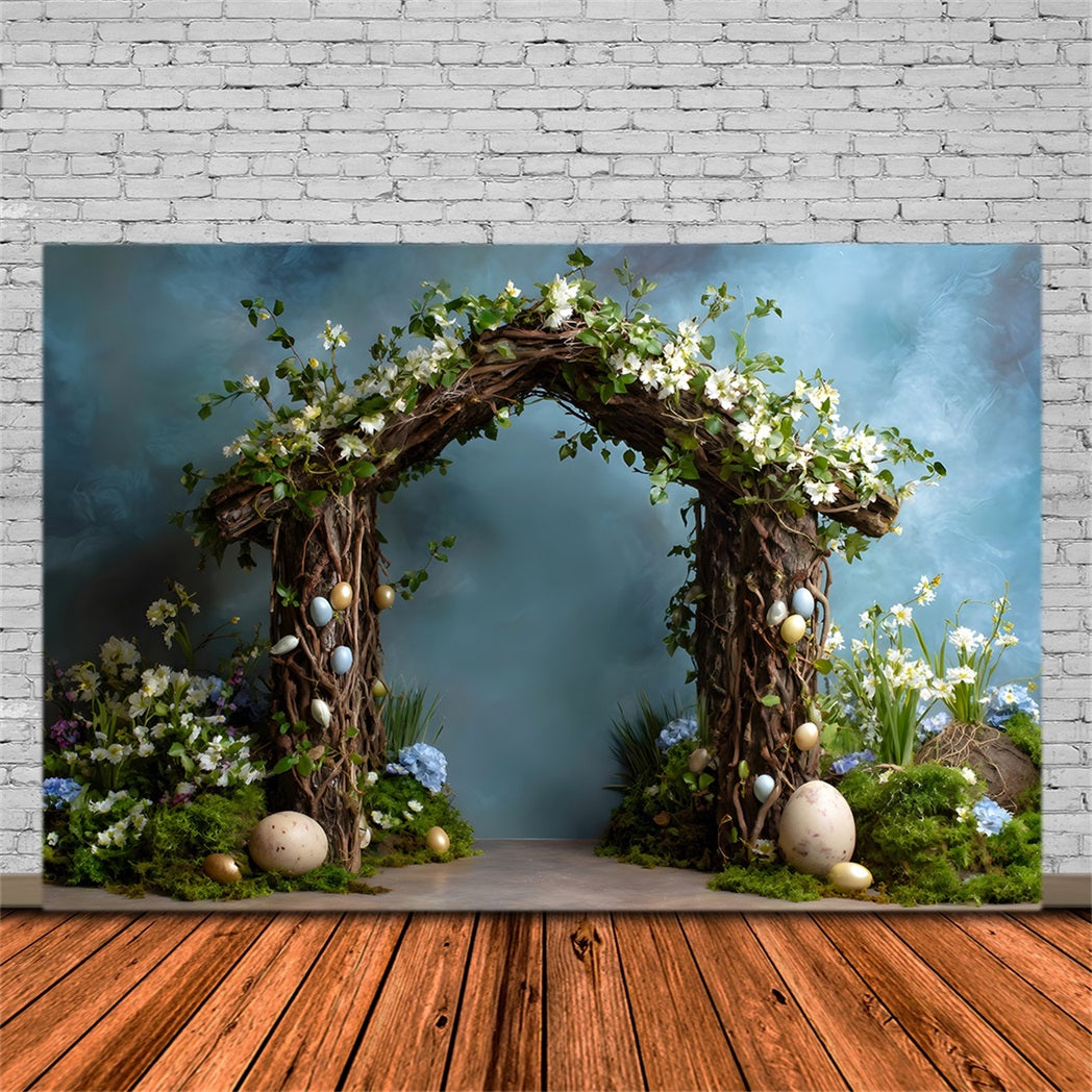 Easter Spring Backdrop Twig Arch Mossy Eggs Easter Picture Backdrop Ideas By Magali