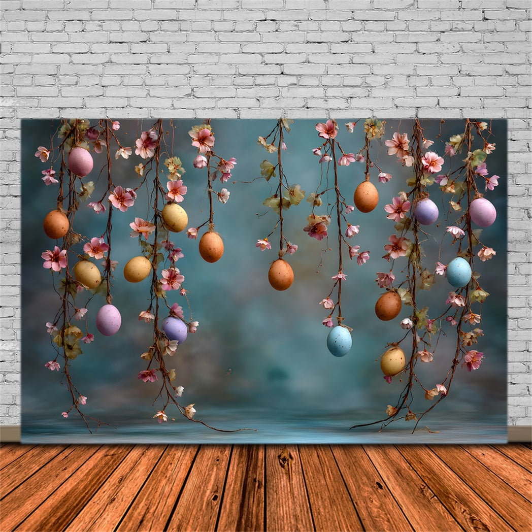 Easter Spring Backdrop Hanging Eggs Blossom Vines Photo Backdrops For Easter By Magali