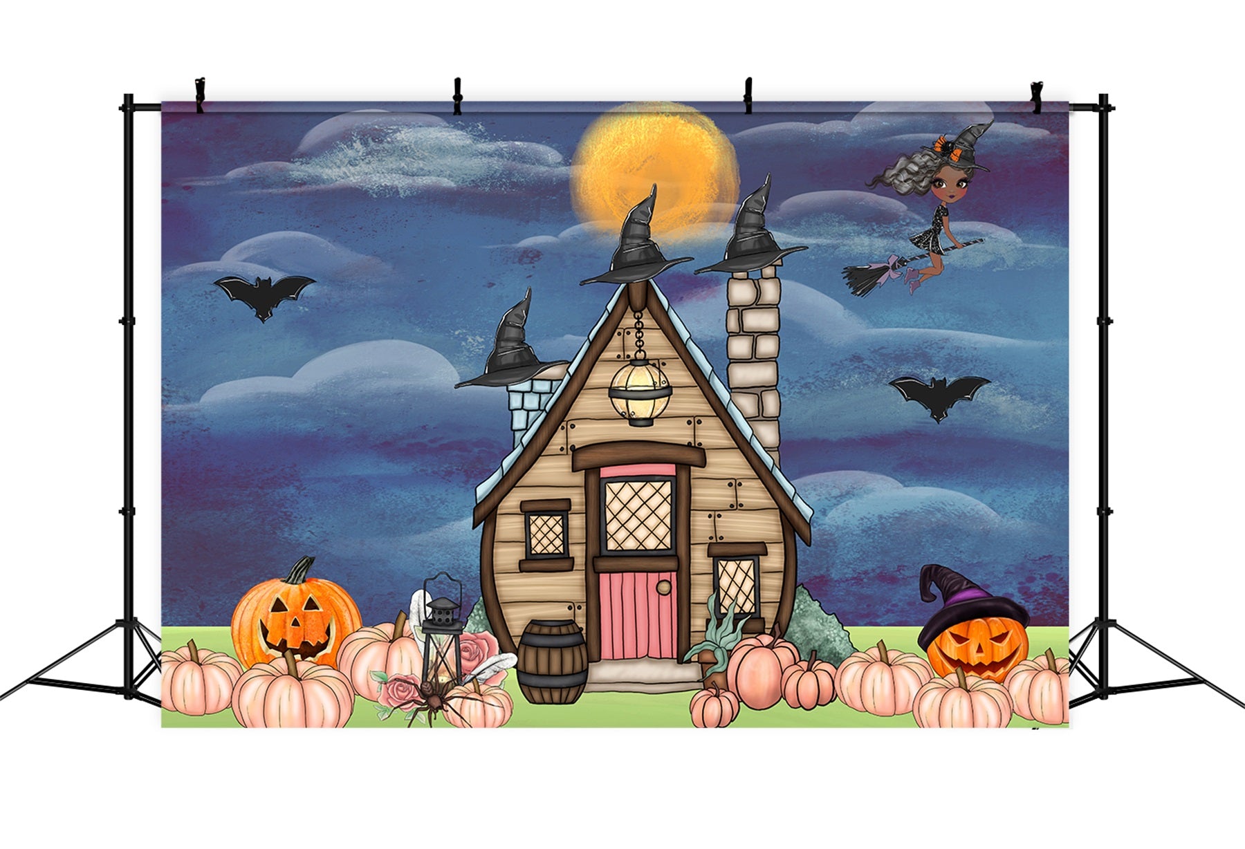 Newborn Photography Backdrops Witch Hat Cottage Pumpkin Halloween Backdrop For Kids By Magali