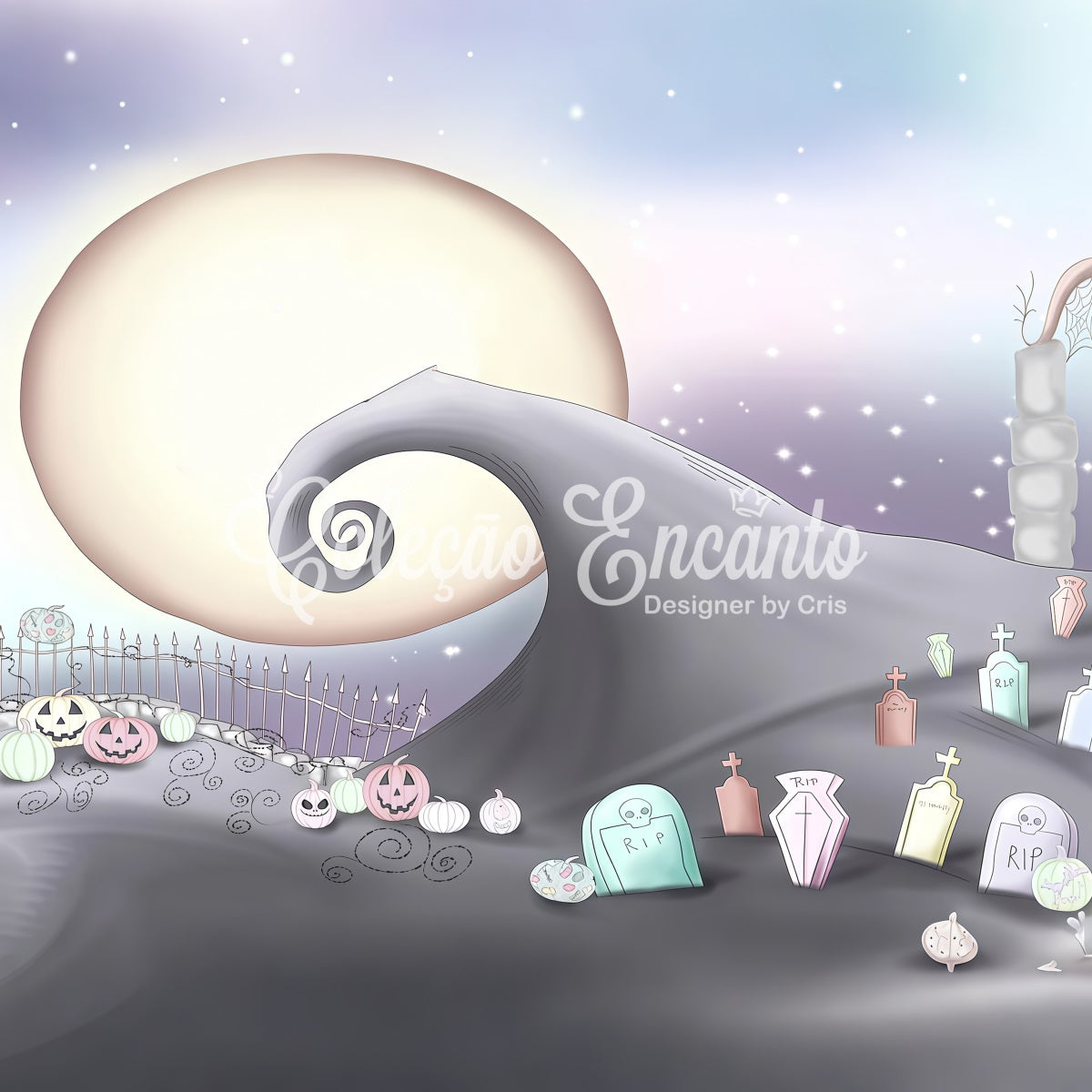Newborn Backdrops Pastel Graveyard Moonlit Hill Kids Halloween Photo Backdrop By Magali