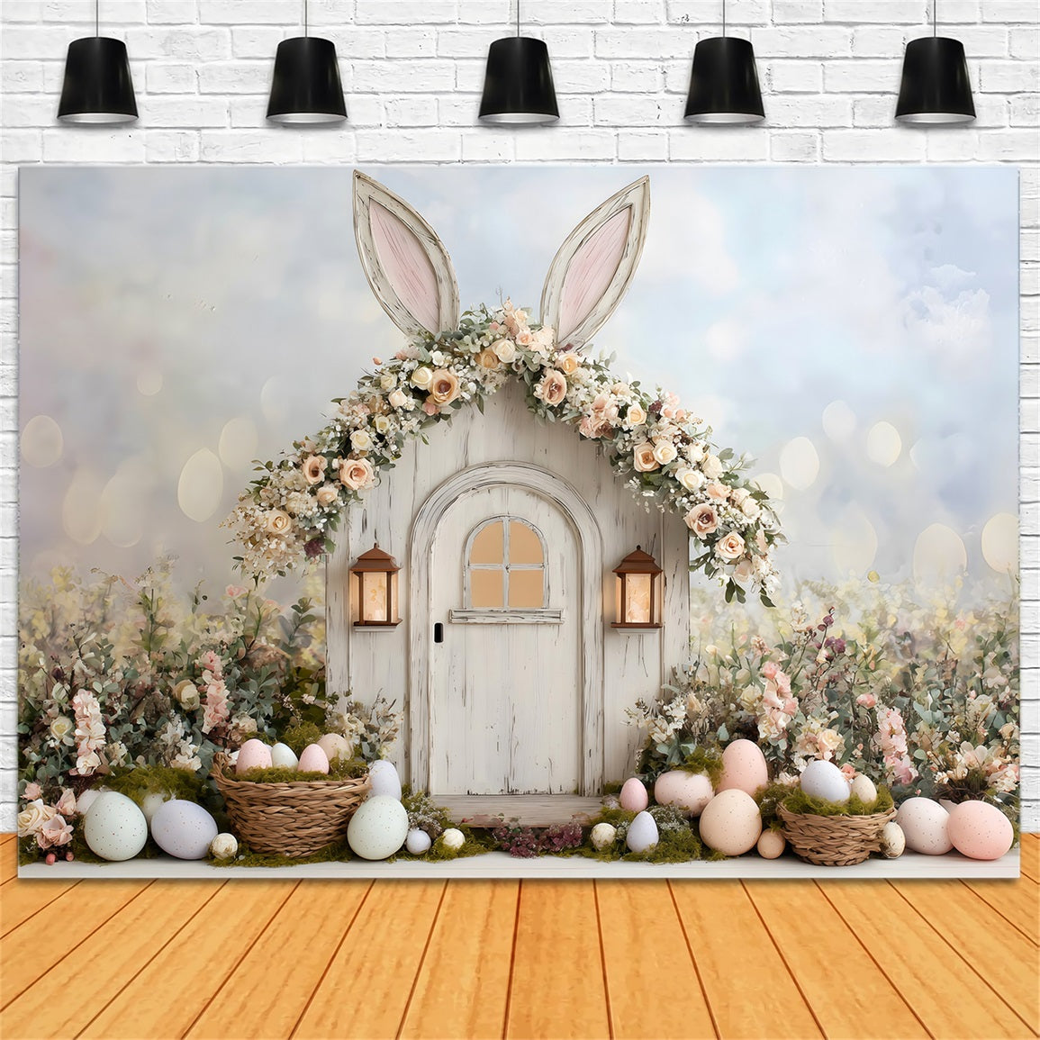Egg Hunt Backdrop Ears Door Baskets Flower Easy Easter Backdrops By Magali