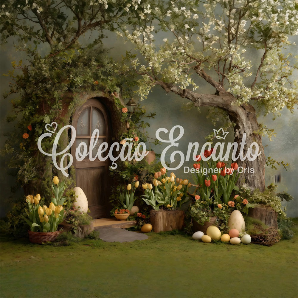 Easter Rustic Backdrop Ivy Door Blossom Eggs Easter Backdrop Pictures By Magali