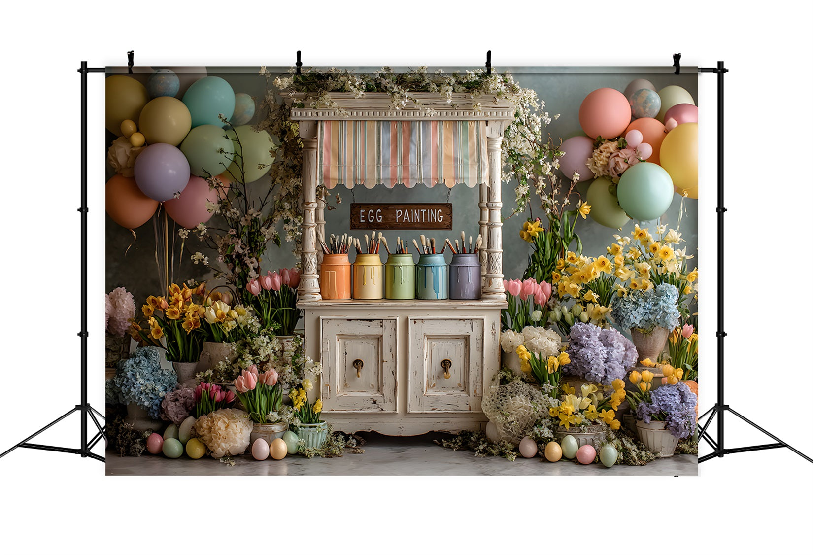 Easter Daffodil Backdrop Pastel Balloon Egg Painting Stand Easter Photo Backdrop Ideas By Magali