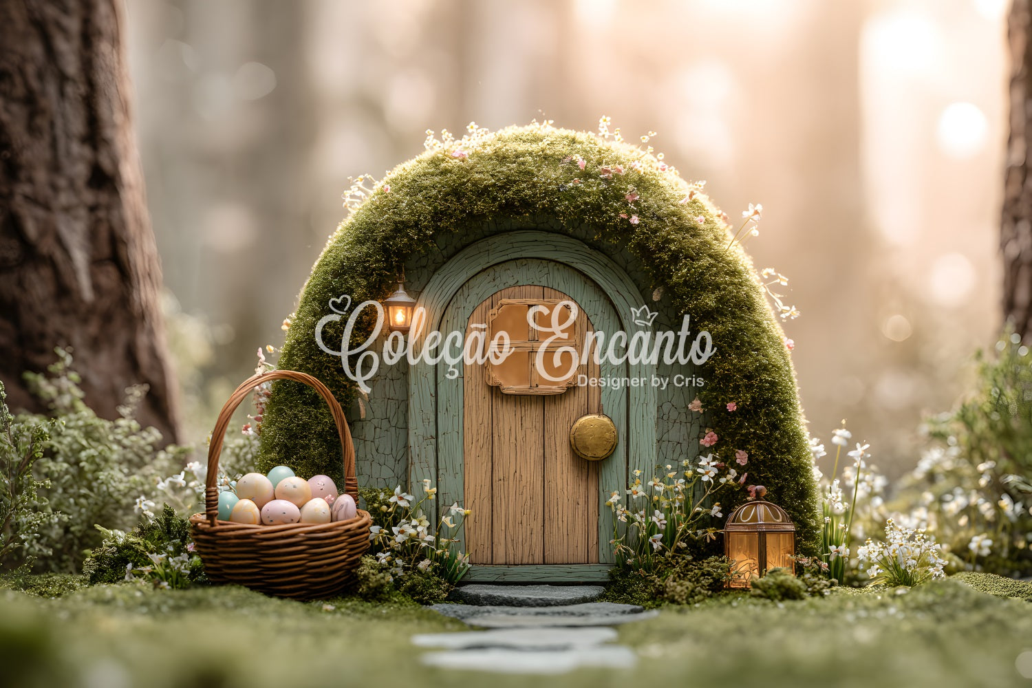 Easter Natural Backdrop Golden Forest Moss Fairy Cottage Backdrop Easter By Magali