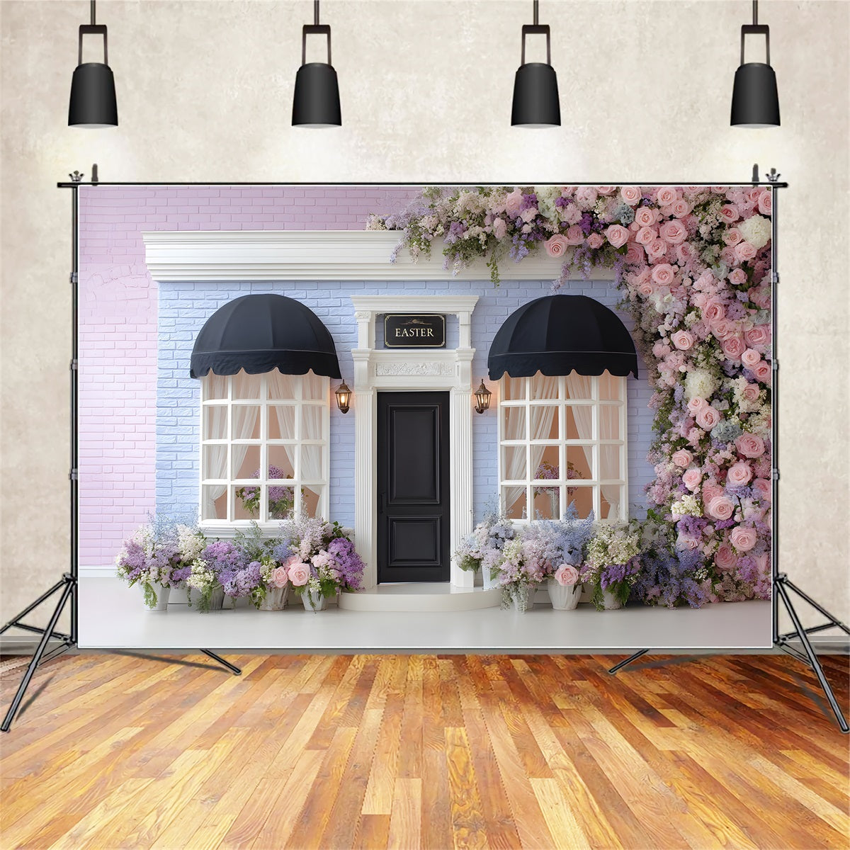 Easter Spring Backdrop Pastel Floral Brick Door Easter Backdrop For Photography By Magali