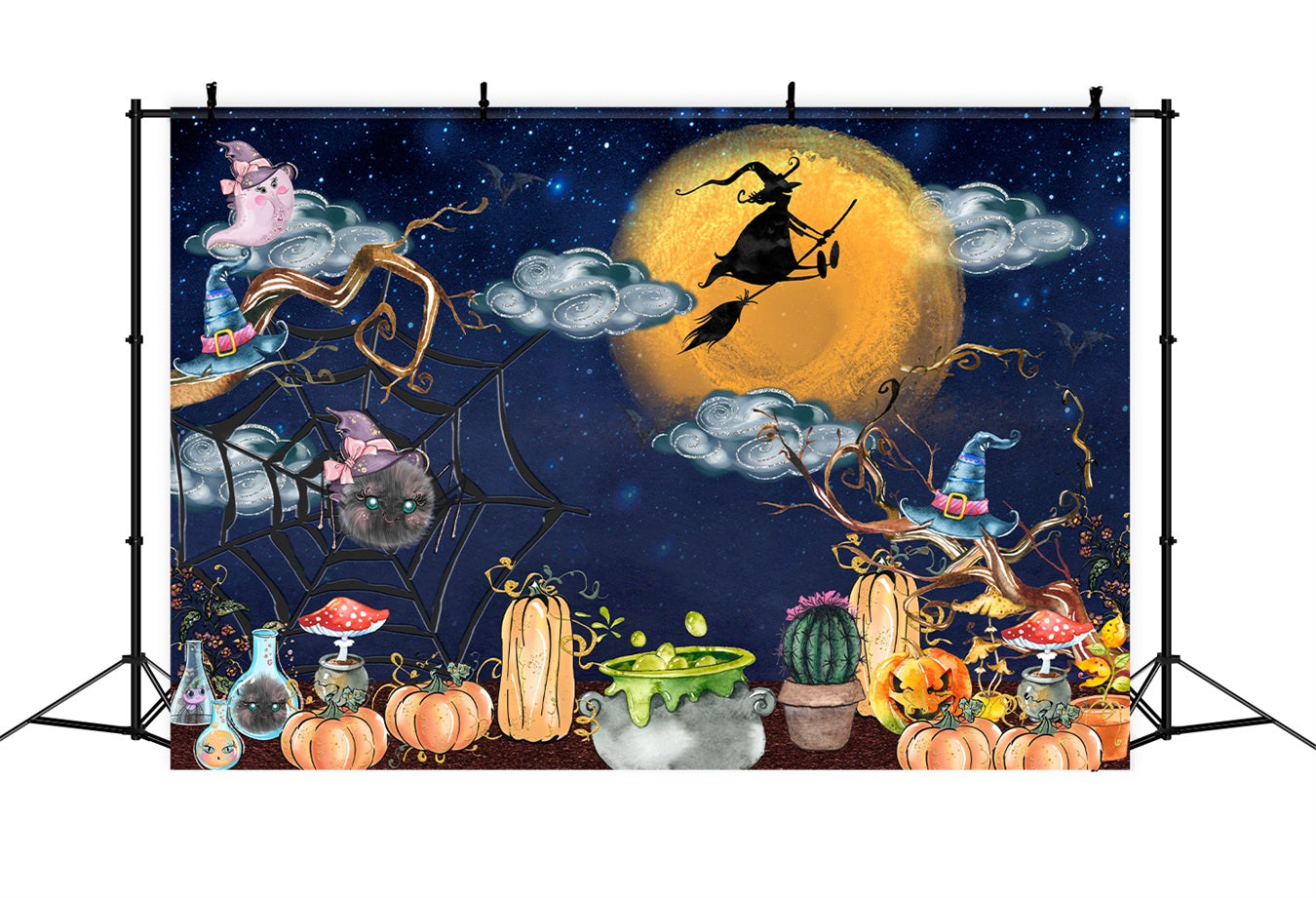 Backdrop For Children Midnight Witch Cauldron Pumpkin Halloween Backdrop Kids By Magali