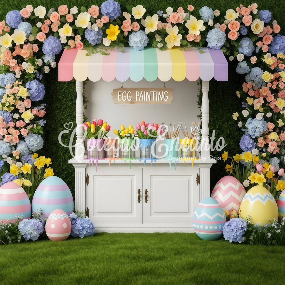 Easter Daffodil Backdrop Egg Painting Floral Stall Photo Backdrops Easter By Magali