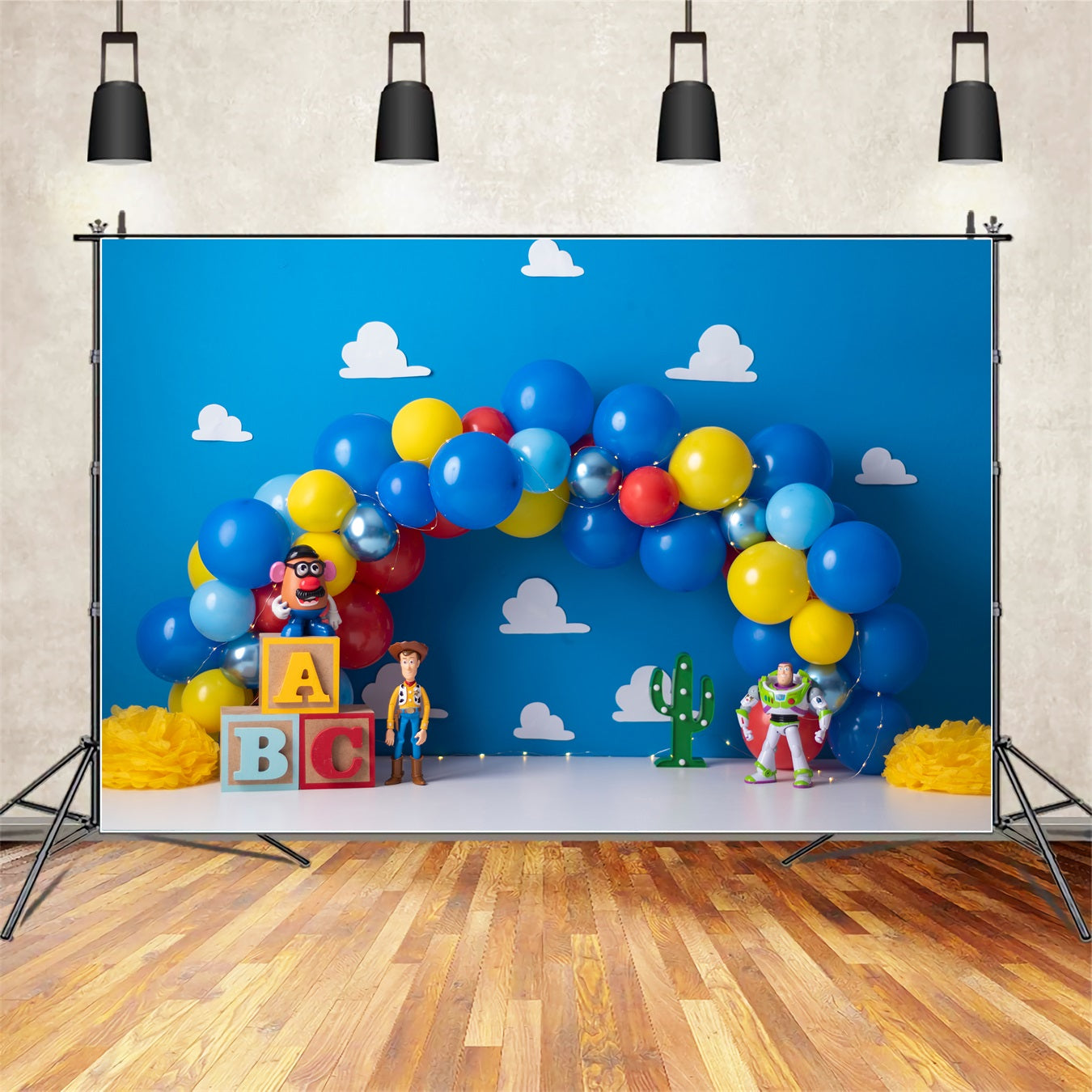 Backdrop For Newborn Photography Blue Balloon Toy Cowboy Space Kids Photo Backdrop By Magali