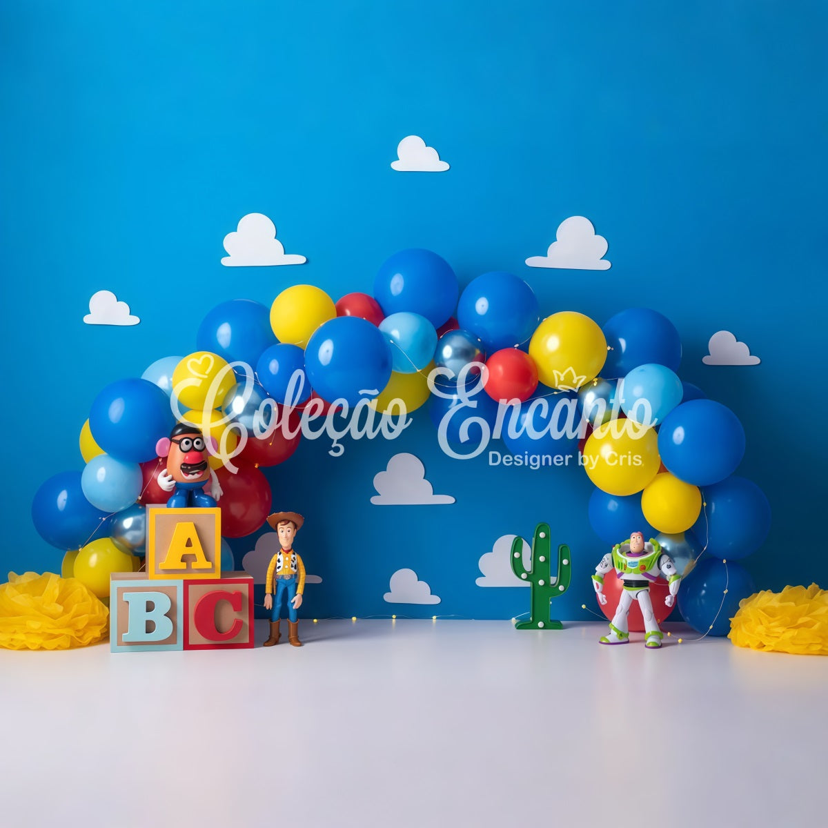 Backdrop For Newborn Photography Blue Balloon Toy Cowboy Space Kids Photo Backdrop By Magali