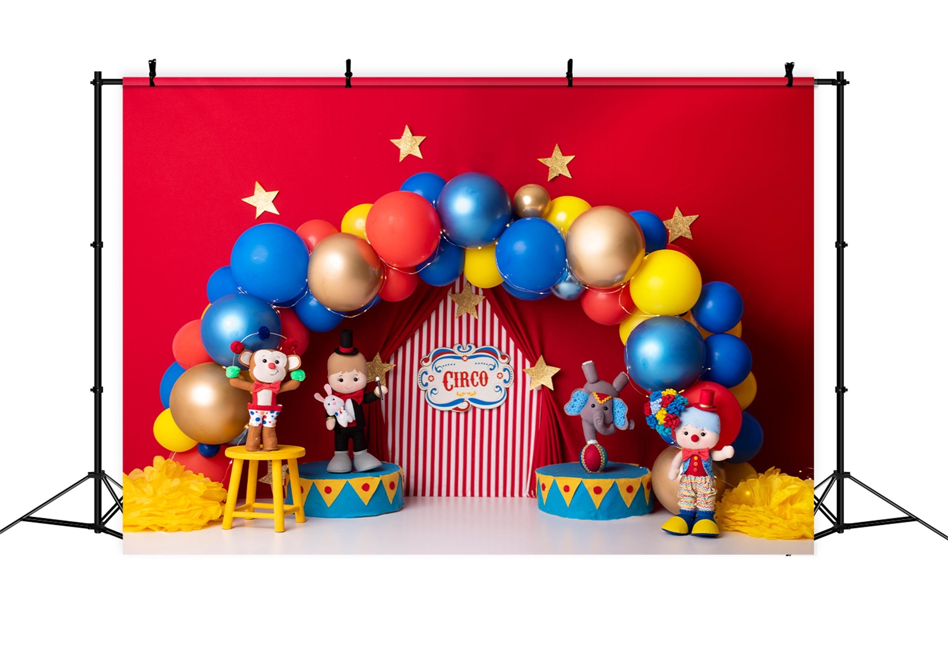 Newborn Photoshoot Backdrop Red Blue Balloon Star Stage Circus Backdrop By Magali