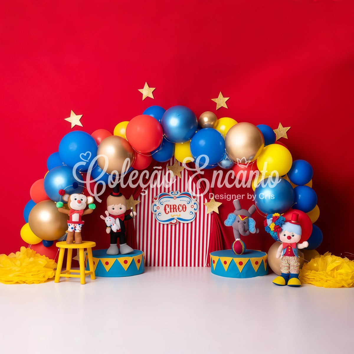 Newborn Photoshoot Backdrop Red Blue Balloon Star Stage Circus Backdrop By Magali