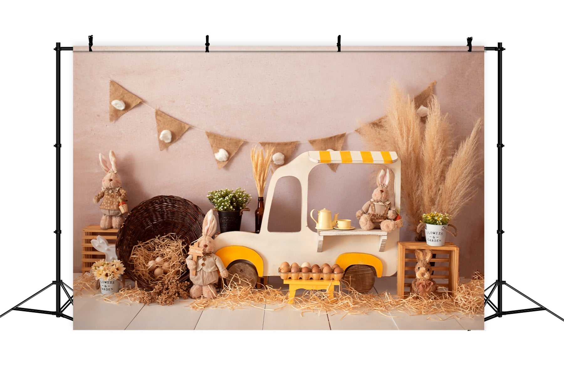 Children's Backdrop Rustic Bunny Market Cart Display Easter Backdrops By Magali
