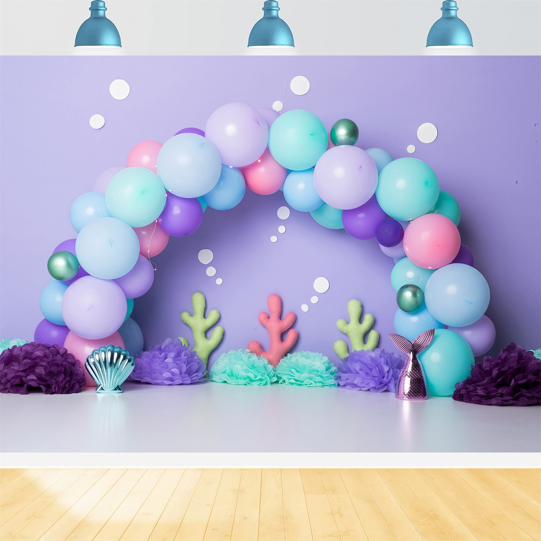 Photography Backdrops For Children Pastel Mermaid Balloon Coral Decor Kids Backdrop By Magali