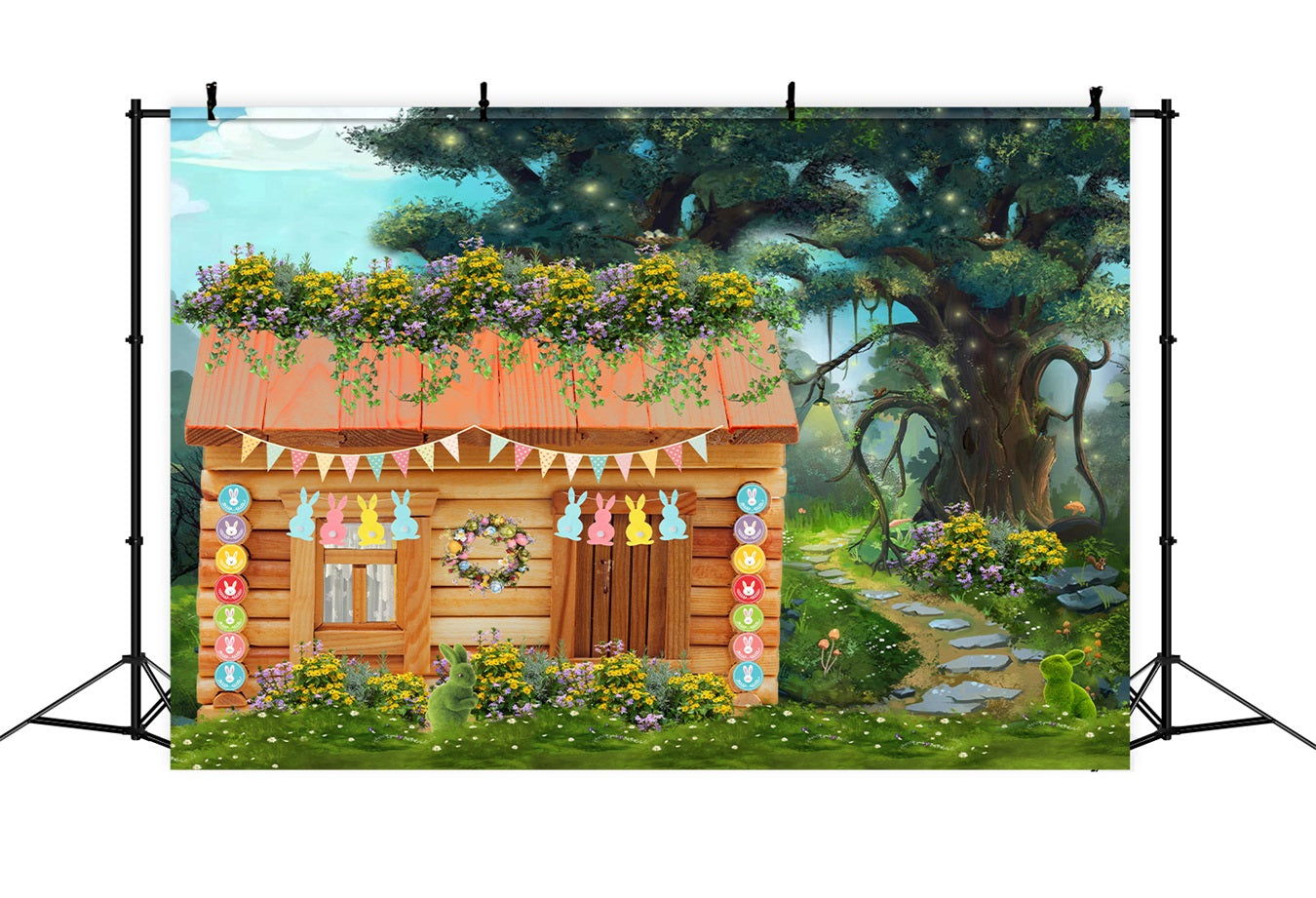 Kids Backdrop Pastel Bunny Garden Woodland Cottage Easter Photo Backdrop By Magali