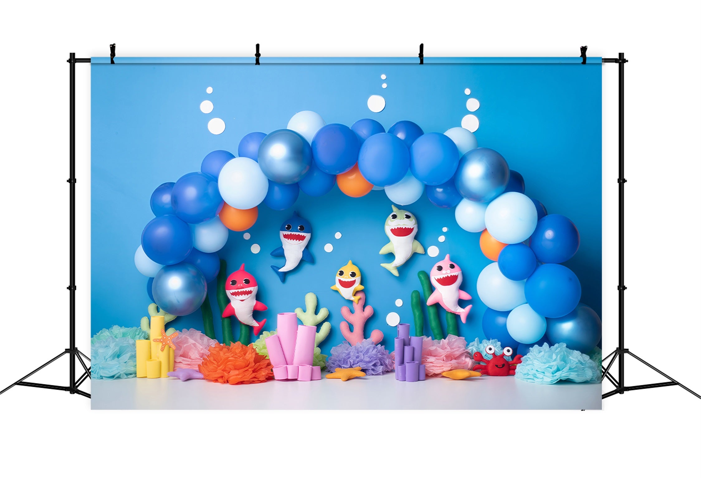 Backdrop For Children's Photos Blue Shark Balloon Coral Party Newborn Backdrops By Magali