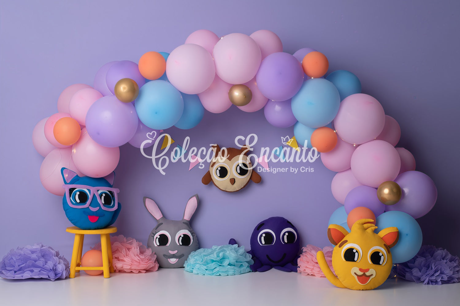 Backdrops For Children Photography Pastel Cartoon Animal Balloon Arch Kids Backdrop By Magali