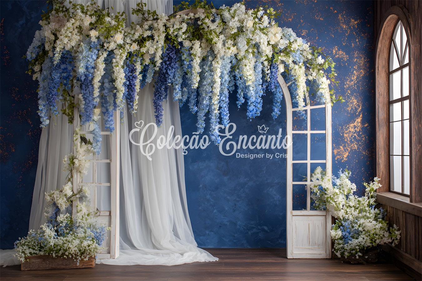 Backdrop For Mother's Day Blue Floral Archway Arrangement Photo Backdrop For Mothers Day By Magali