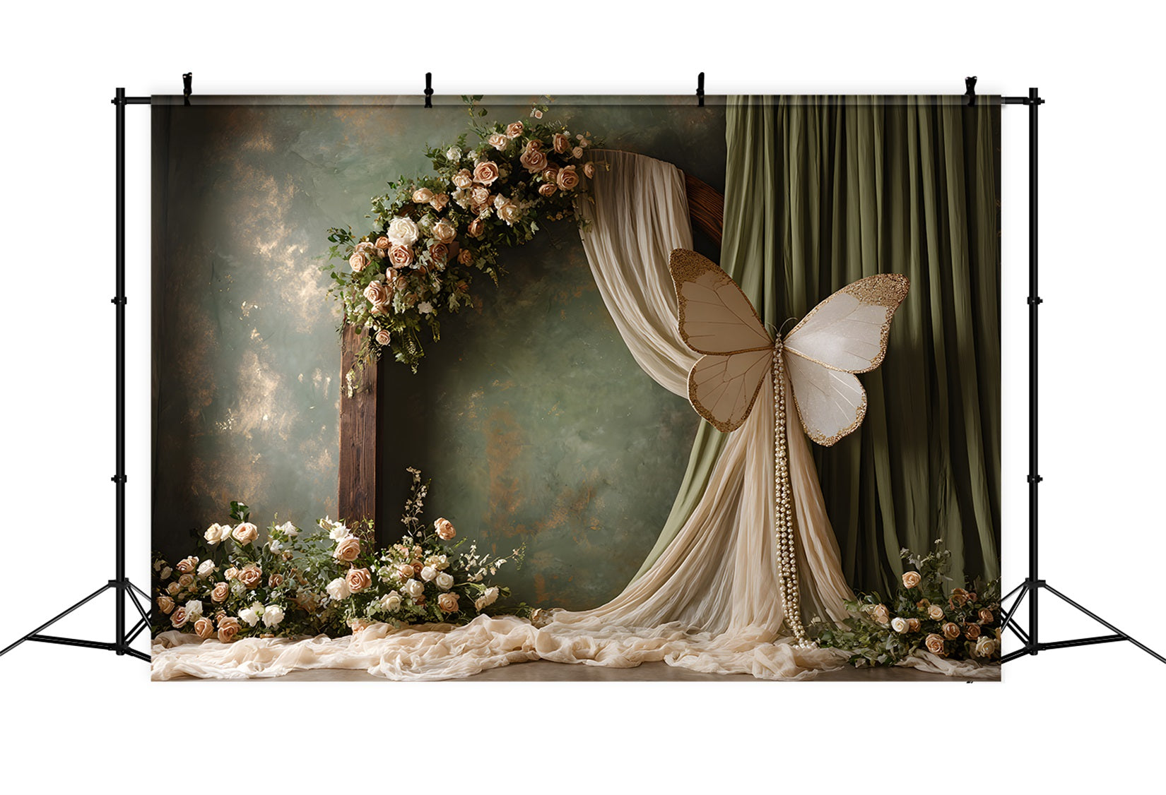 Happy Mother's Day Backdrop Romantic Floral Arch Butterfly Happy Mothers Day Photo Backdrop By Magali