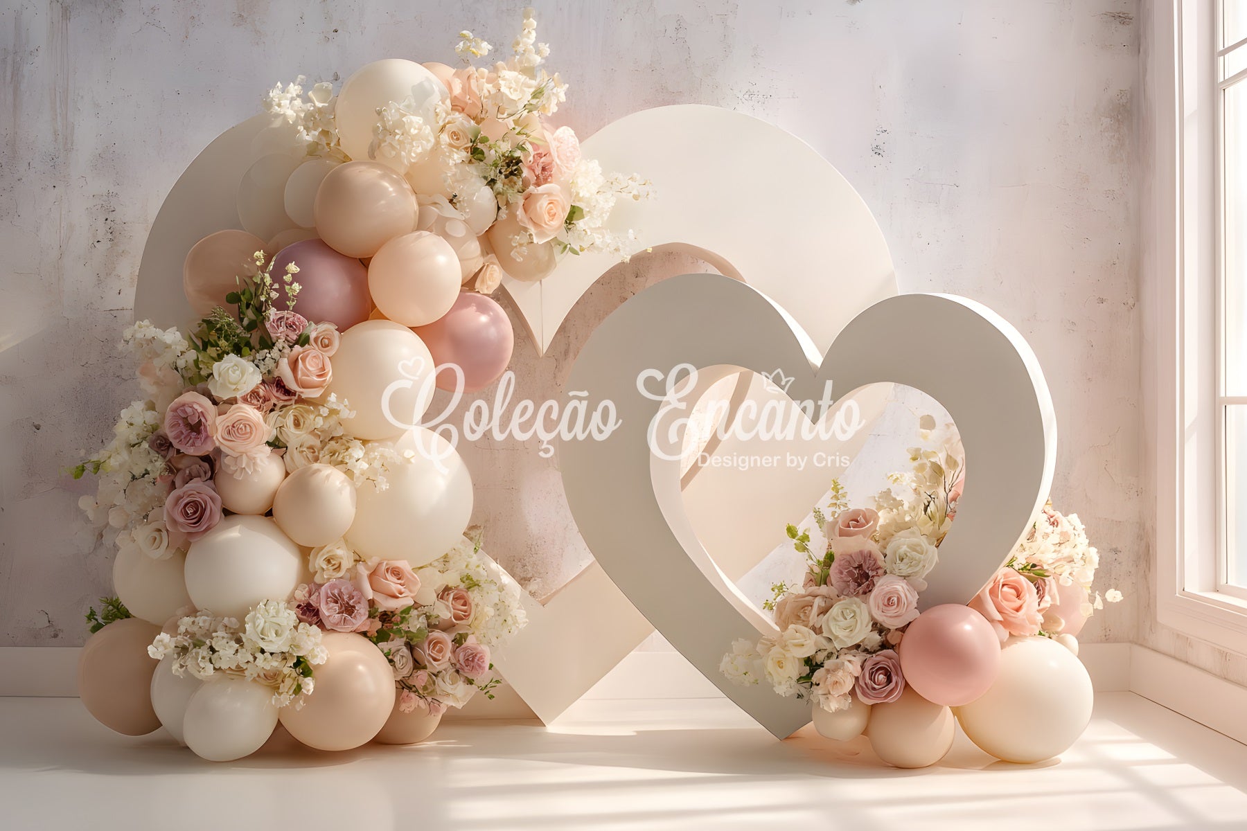 Photo Backdrop For Mothers Day Heart Shaped Balloons Flowers Mother's Day Backdrop By Magali