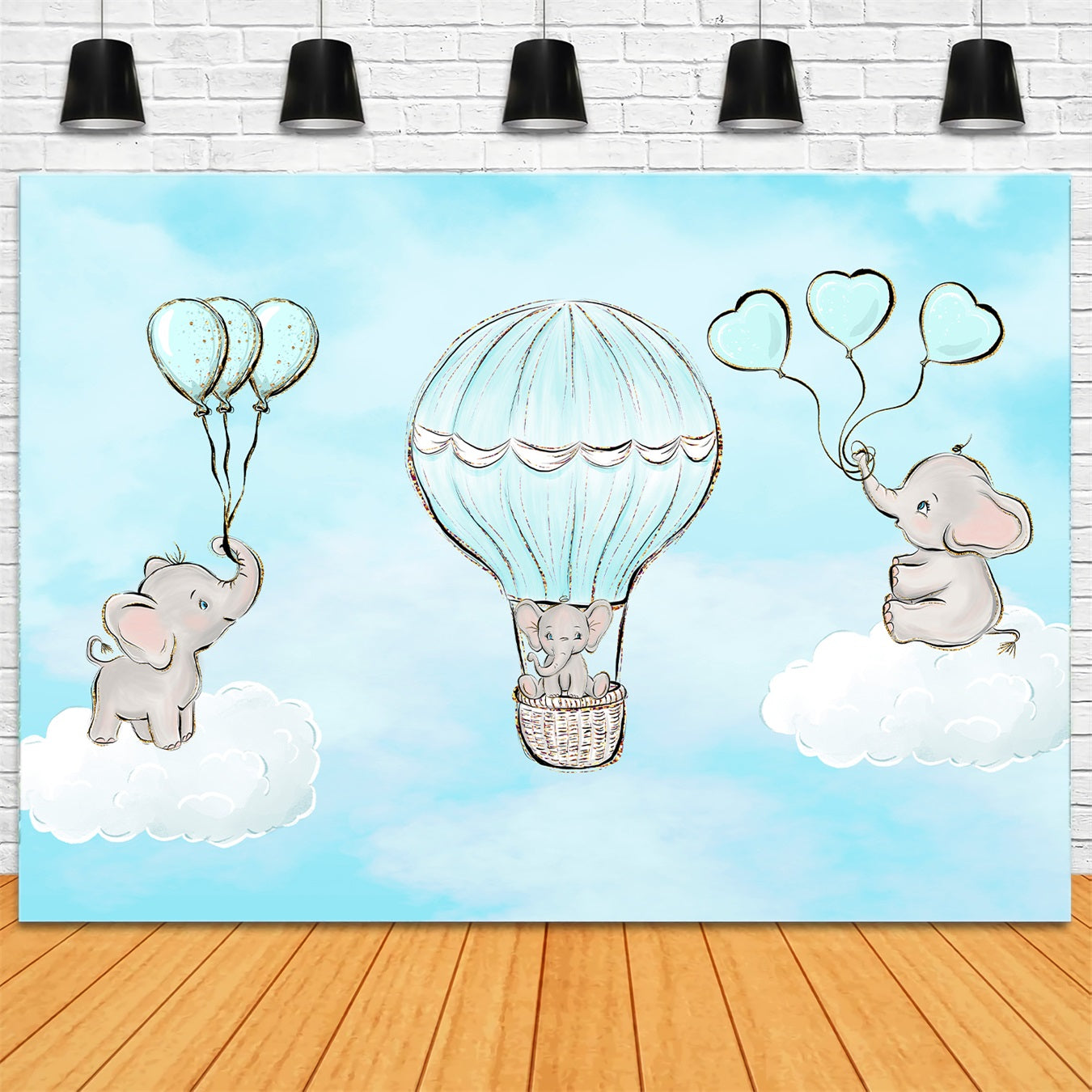 Backdrops For Kids Baby Elephant Cloud Balloon Ride Newborn Photo Backdrop By Magali