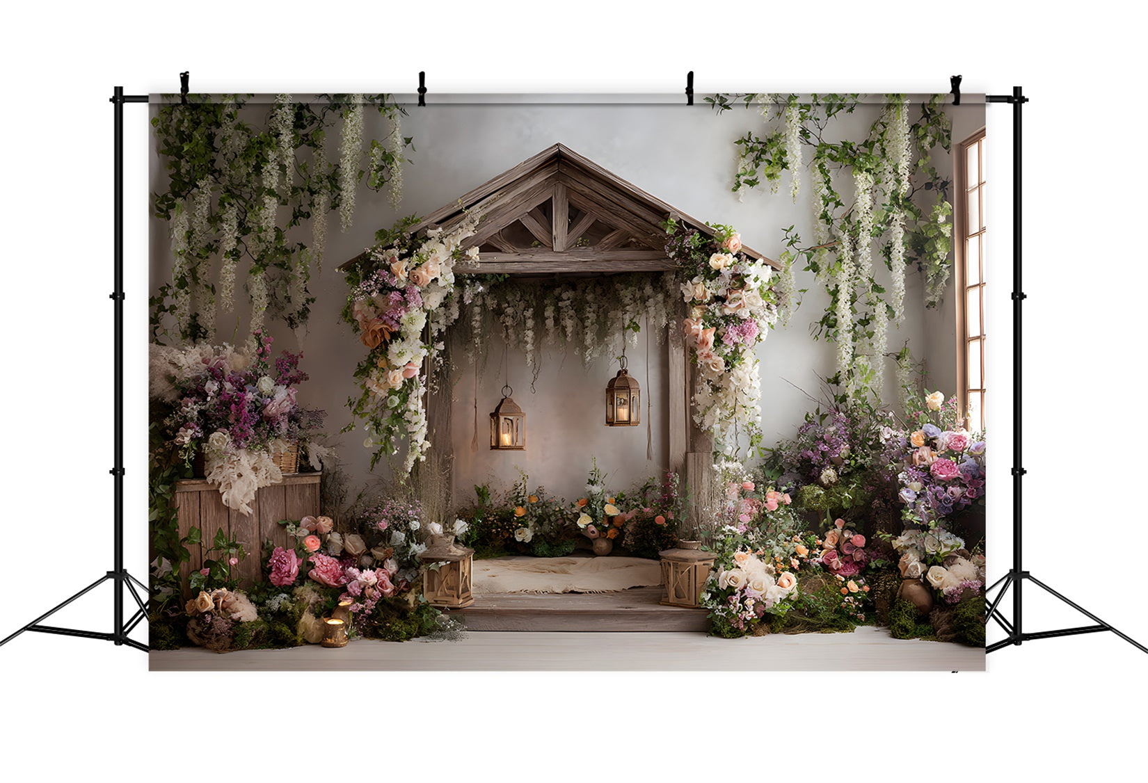 Backdrop Design For Mother's Day Rustic Wooden Pavilion Flowers Easy Mother's Day Backdrop By Magali