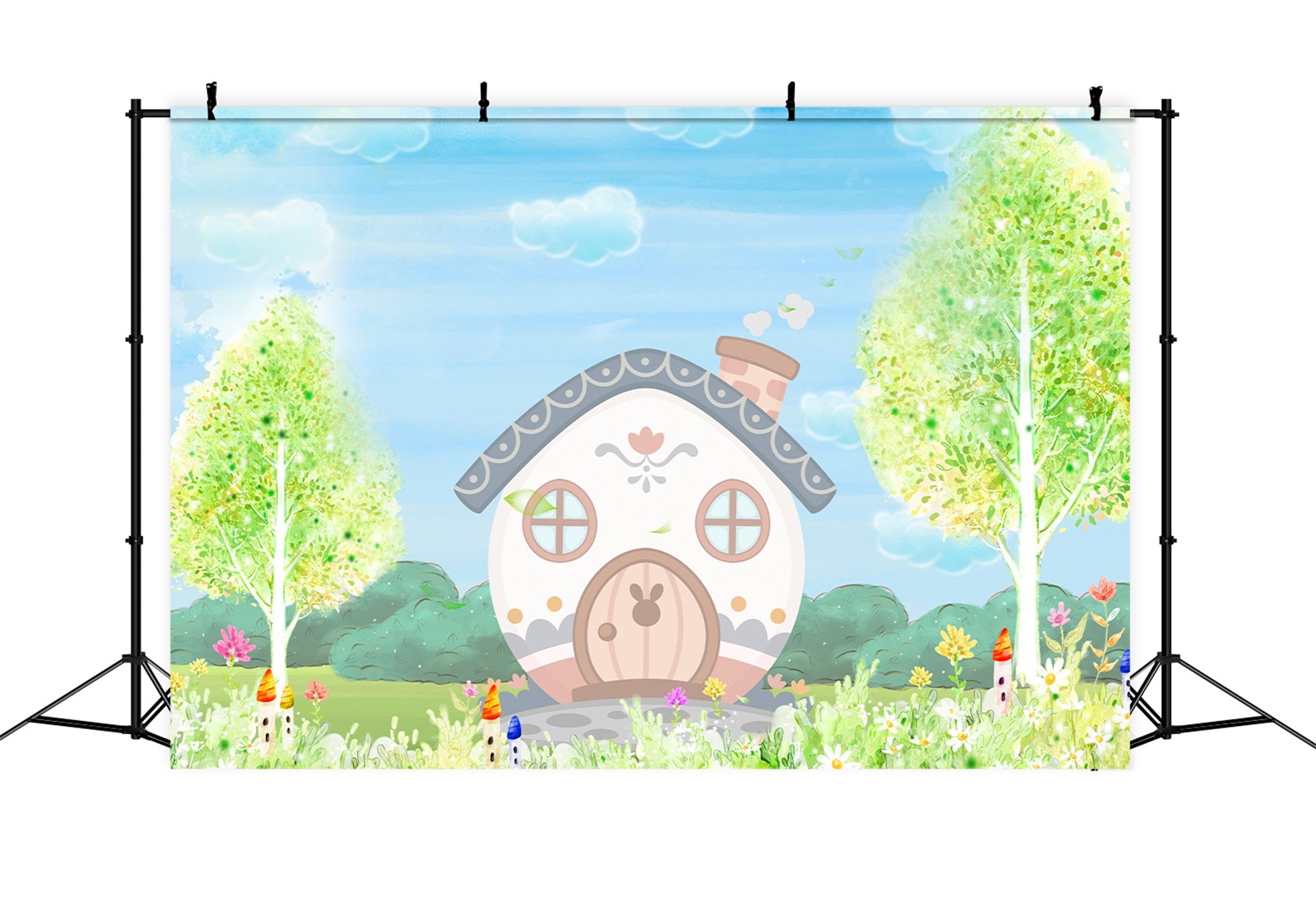 Kids Photoshoot Backdrop Pastel Bunny Cottage Spring Garden Childrens Backdrops By Magali