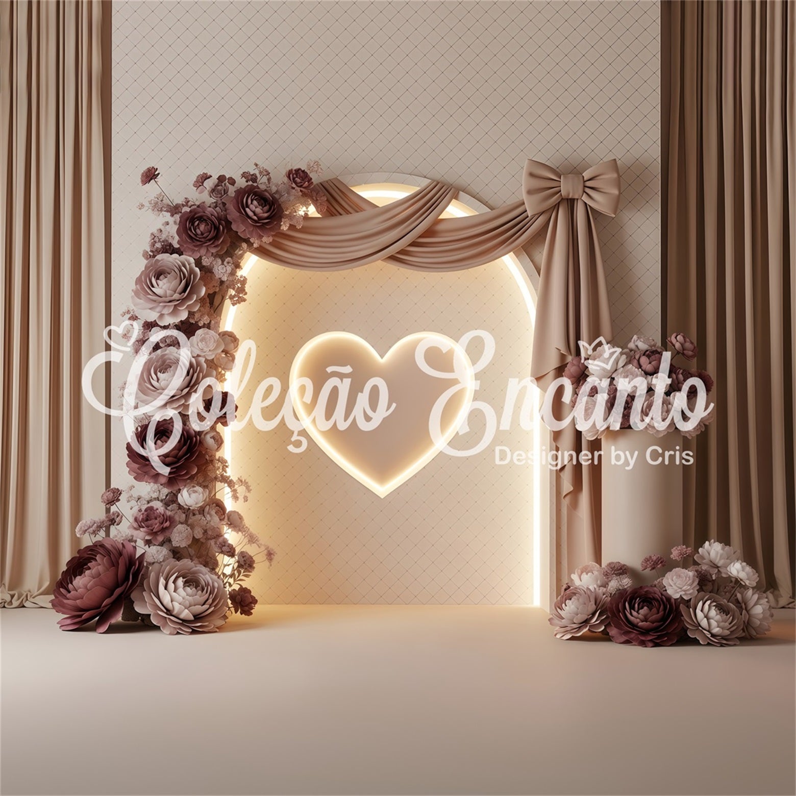 Mother's Day Photo Backdrops Mocha Heart Arch Bow Bloom Photo Booth Mother's Day Backdrop Ideas By Magali