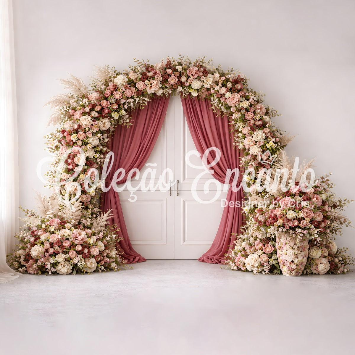 Mothers Day Photo Backdrops Pink Rose Doorway Curtain Arch Mothers Day Photo Booth Backdrop By Magali
