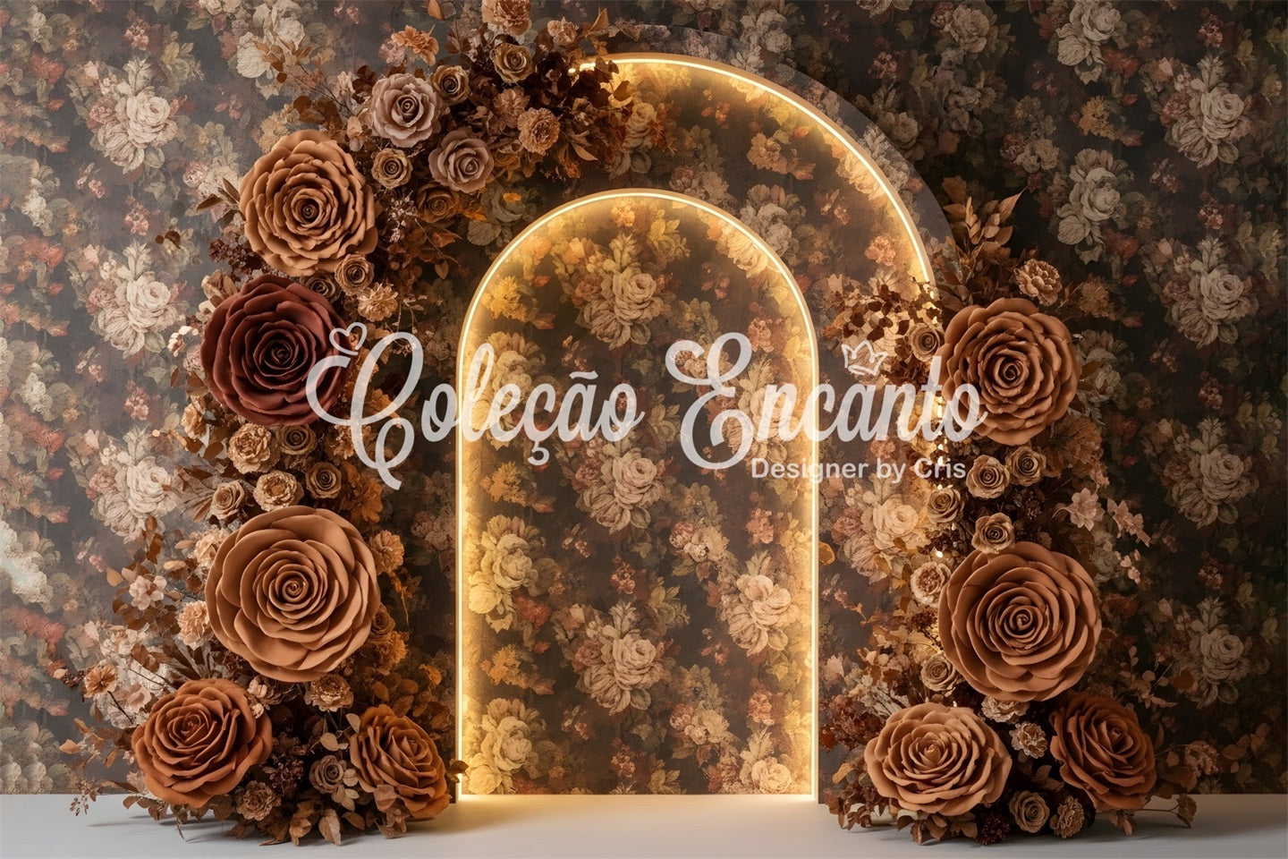 Mother's Day Photoshoot Backdrop Vintage Mocha Rose Arch Glow Mothers Day Photoshoot Backdrop By Magali