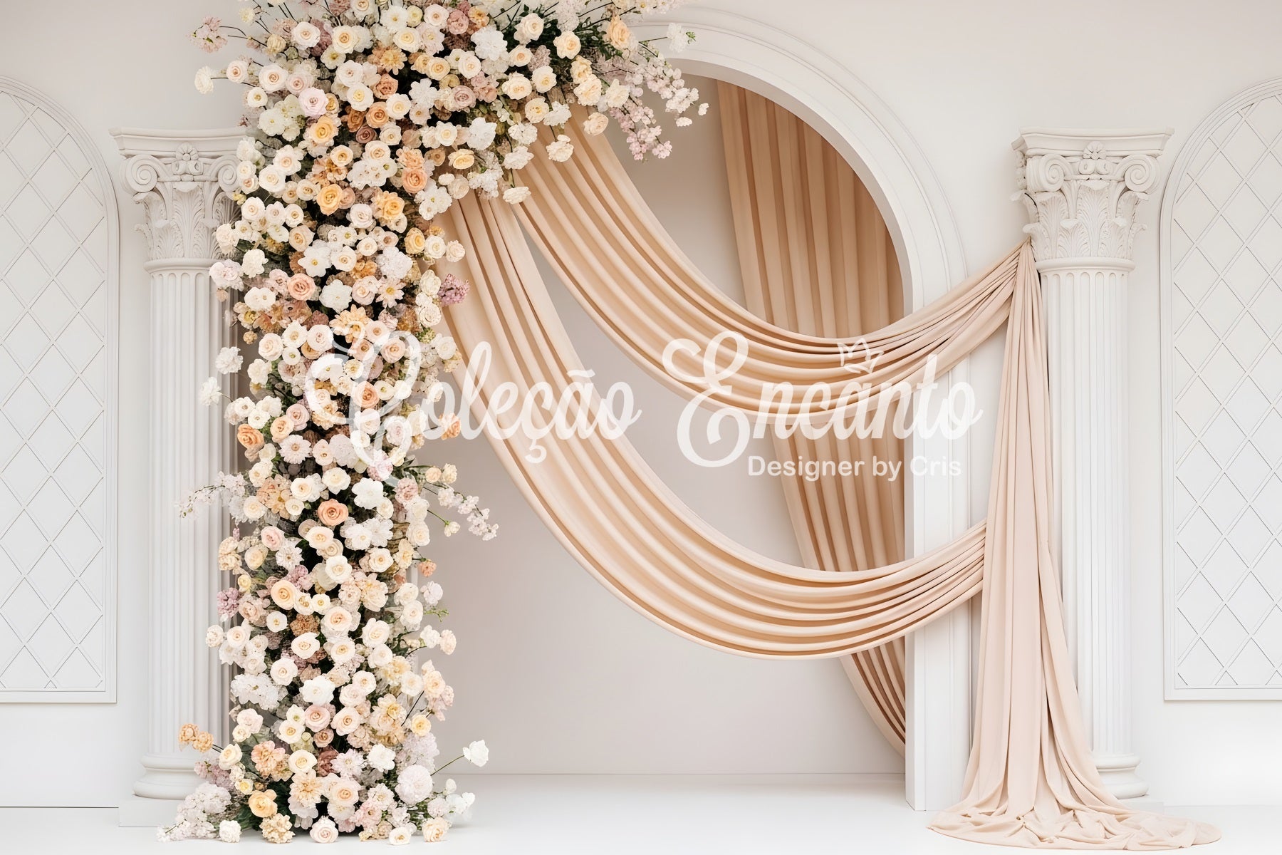 Photo Backdrops For Mothers Day Ivory Bloom Column Drape Elegance Mothers Day Flower Backdrop By Magali