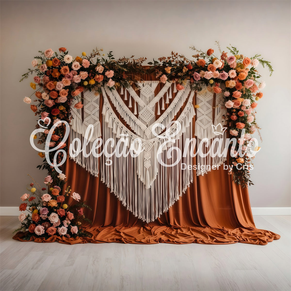 Backdrop Mother's Day Terracotta Macrame Floral Drape Wall Mother's Day Photo Backdrop By Magali