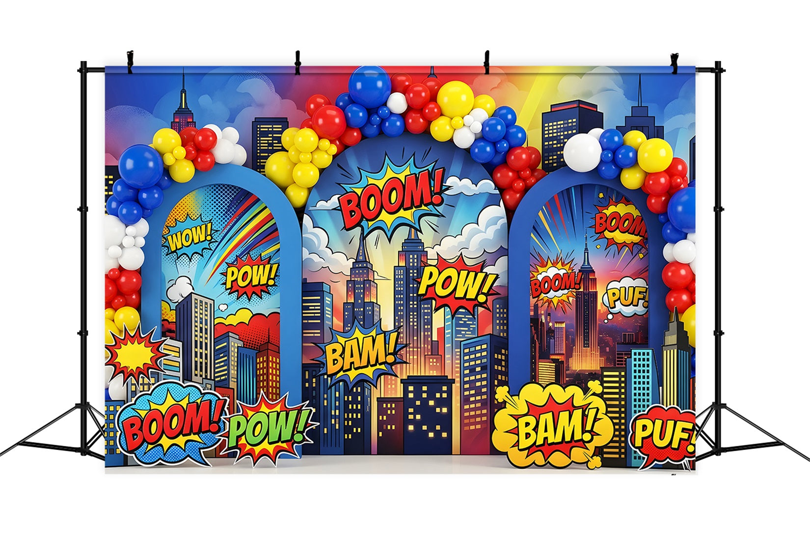 Newborn Photography Backdrops Comic Boom Balloon City Arch Kids Backdrop CEM65-1