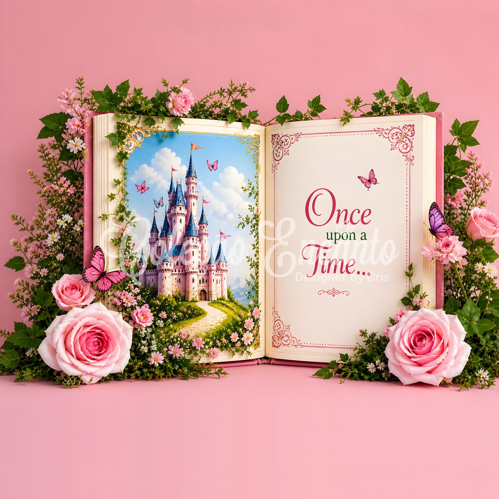 Backdrop for Newborn Photography Fairytale Castle Storybook Rose Backdrop for Kids CEM65-15