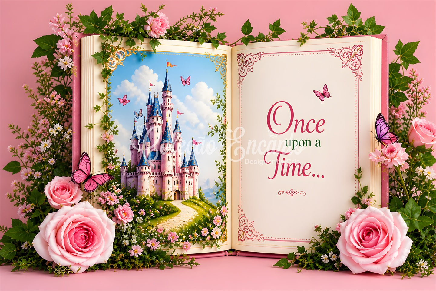 Backdrop for Newborn Photography Fairytale Castle Storybook Rose Backdrop for Kids CEM65-15