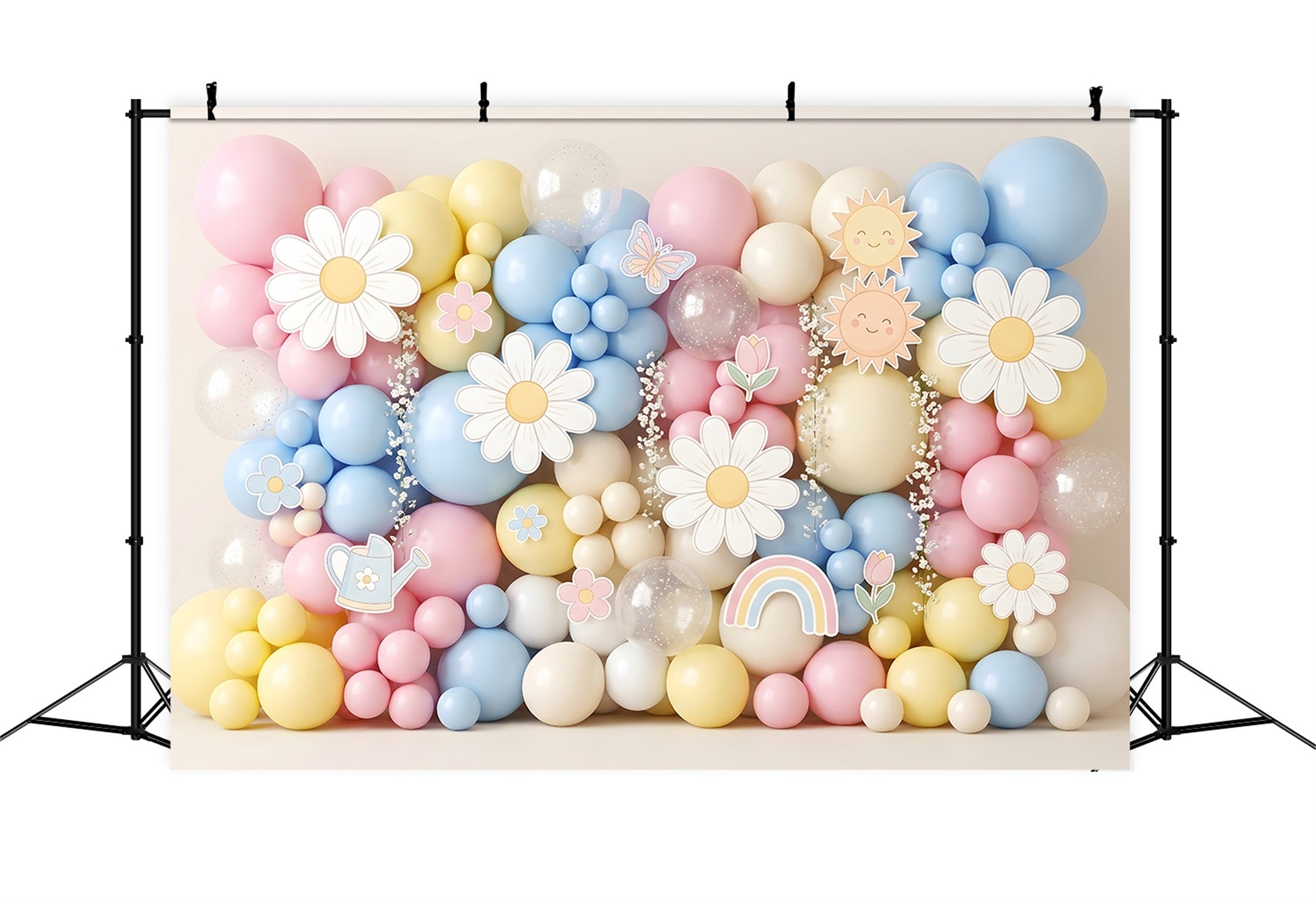 Newborn Photoshoot Backdrop Pastel Daisy Sunshine Balloon Wall Christmas Kids Backdrop CEM65-18