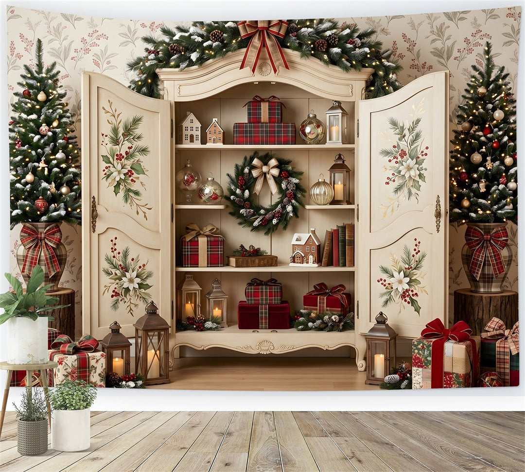 Christmas Backdrop Open Floral Cabinet Gift Christmas Picture Backdrop CEM65-200
