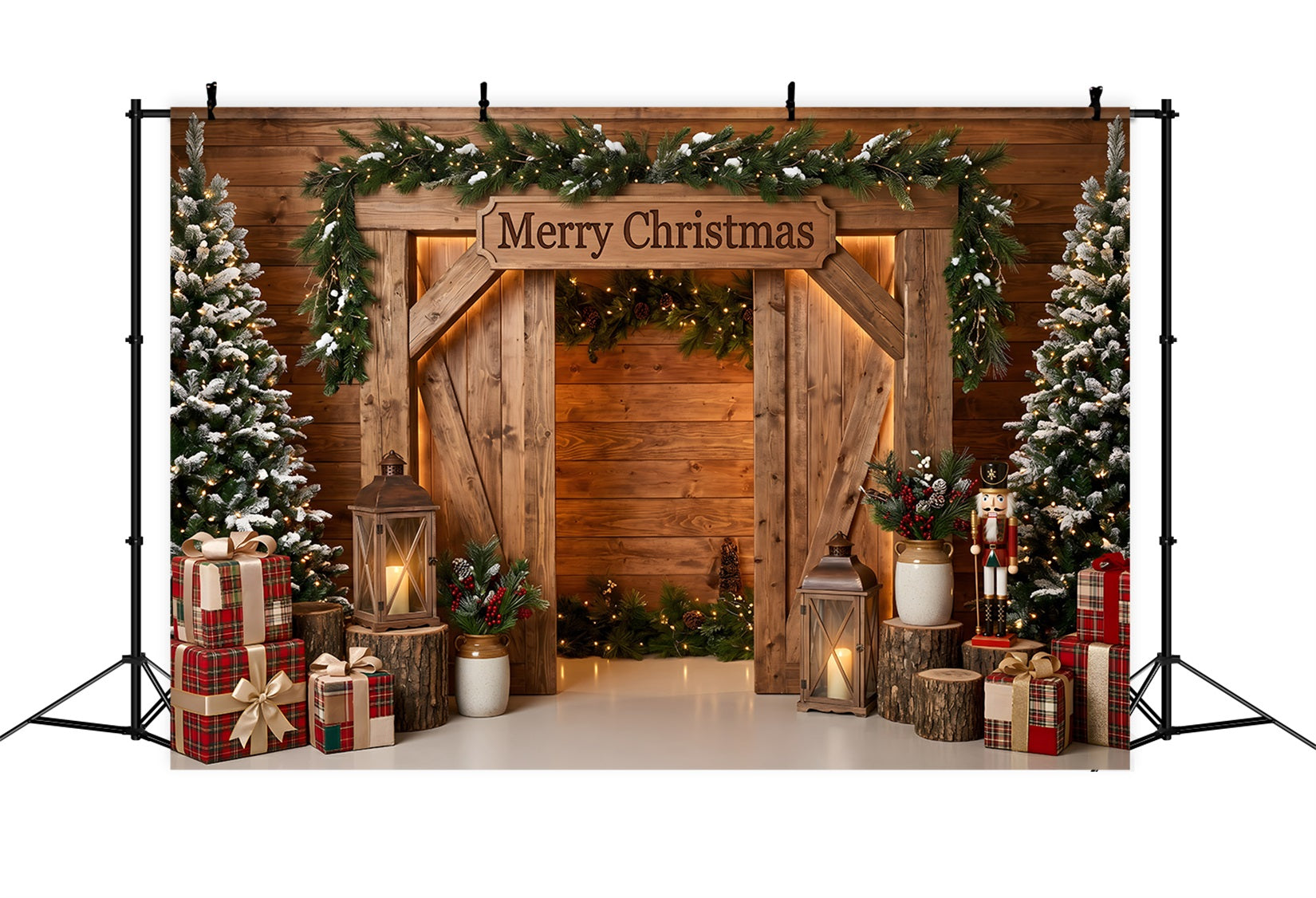 Christmas Backdrop For Photoshoot Rustic Barn Arch Nutcracker Christmas Backdrops For Pictures CEM65-211
