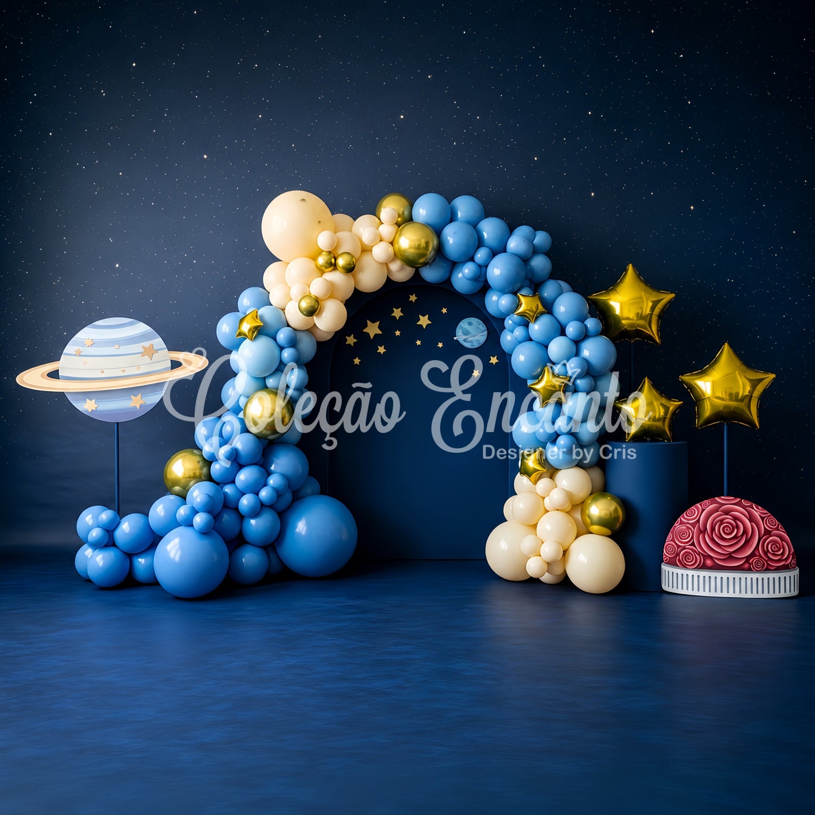 Kids Photo Backdrop Starry Planet Balloon Arch Decor Newborn Fabric Backdrops CEM65-214