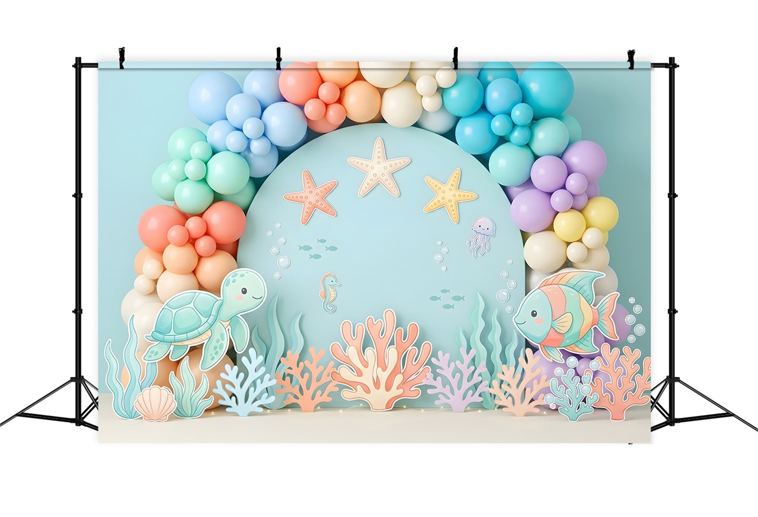 Newborn Photography Backdrops Pastel Ocean Turtle Coral Arch Photo Backdrops for Kids CEM65-22