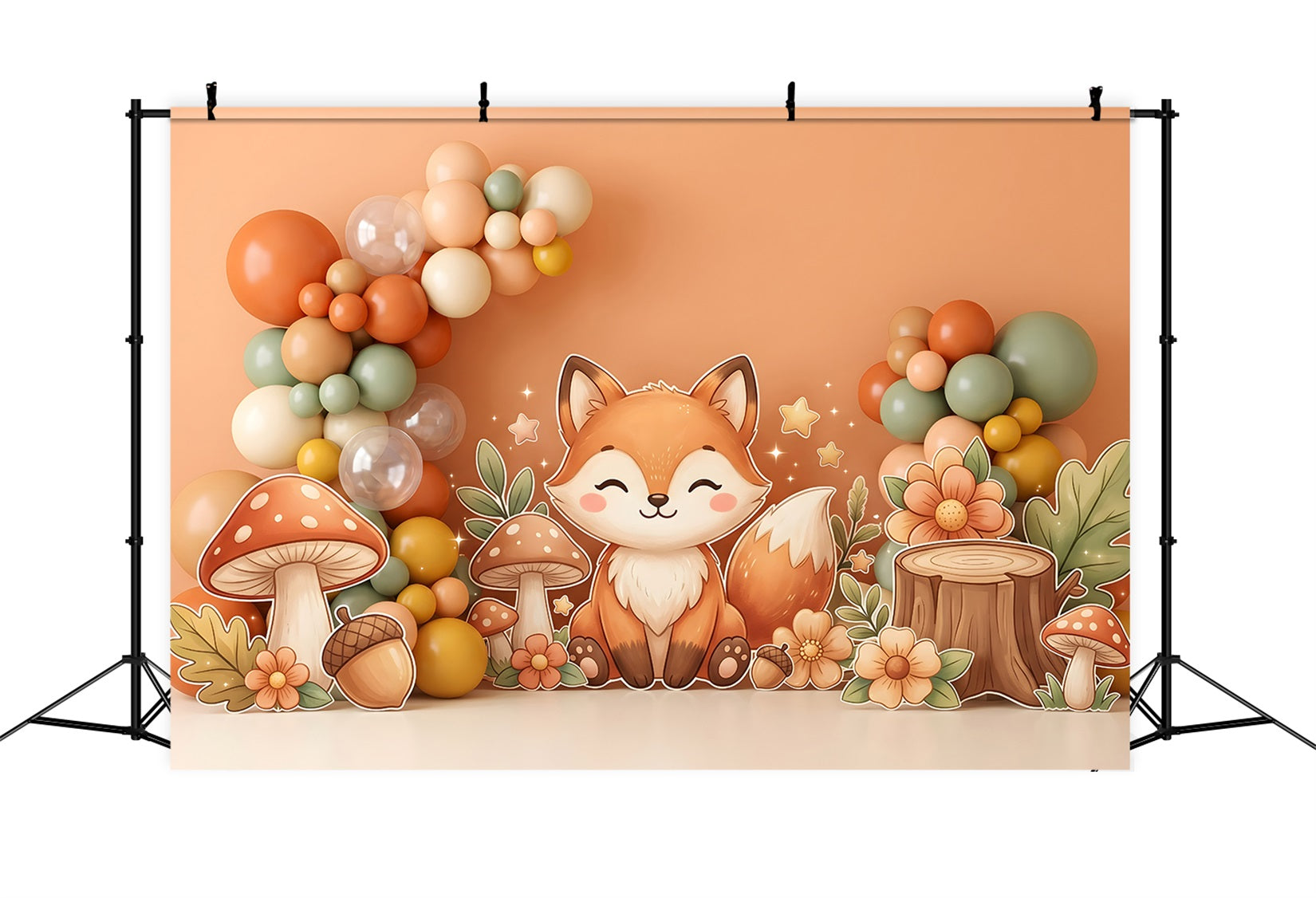 Backdrops for Kids Photography Autumn Fox Mushroom Balloon Newborn Photography Backdrop CEM65-29