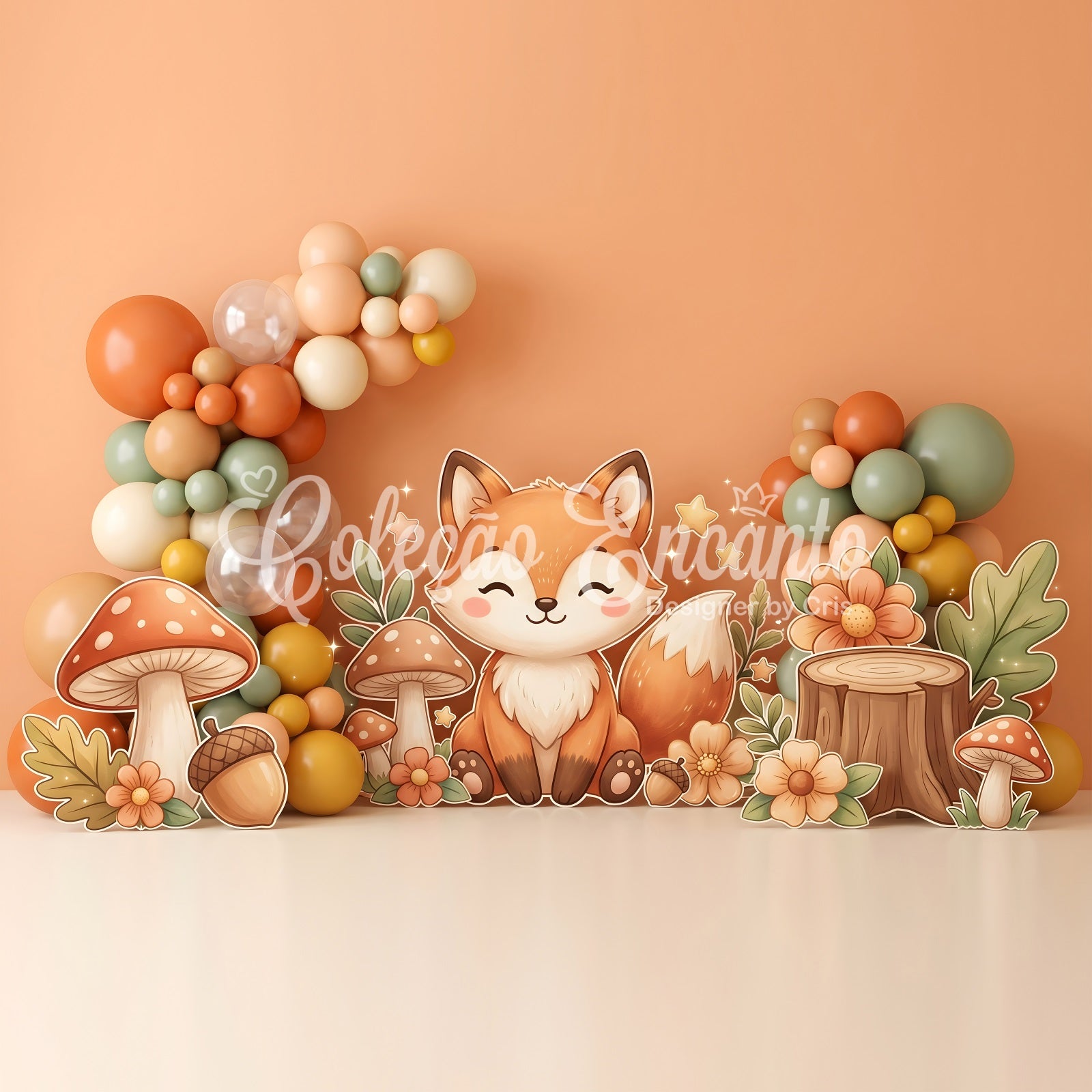 Backdrops for Kids Photography Autumn Fox Mushroom Balloon Newborn Photography Backdrop CEM65-29