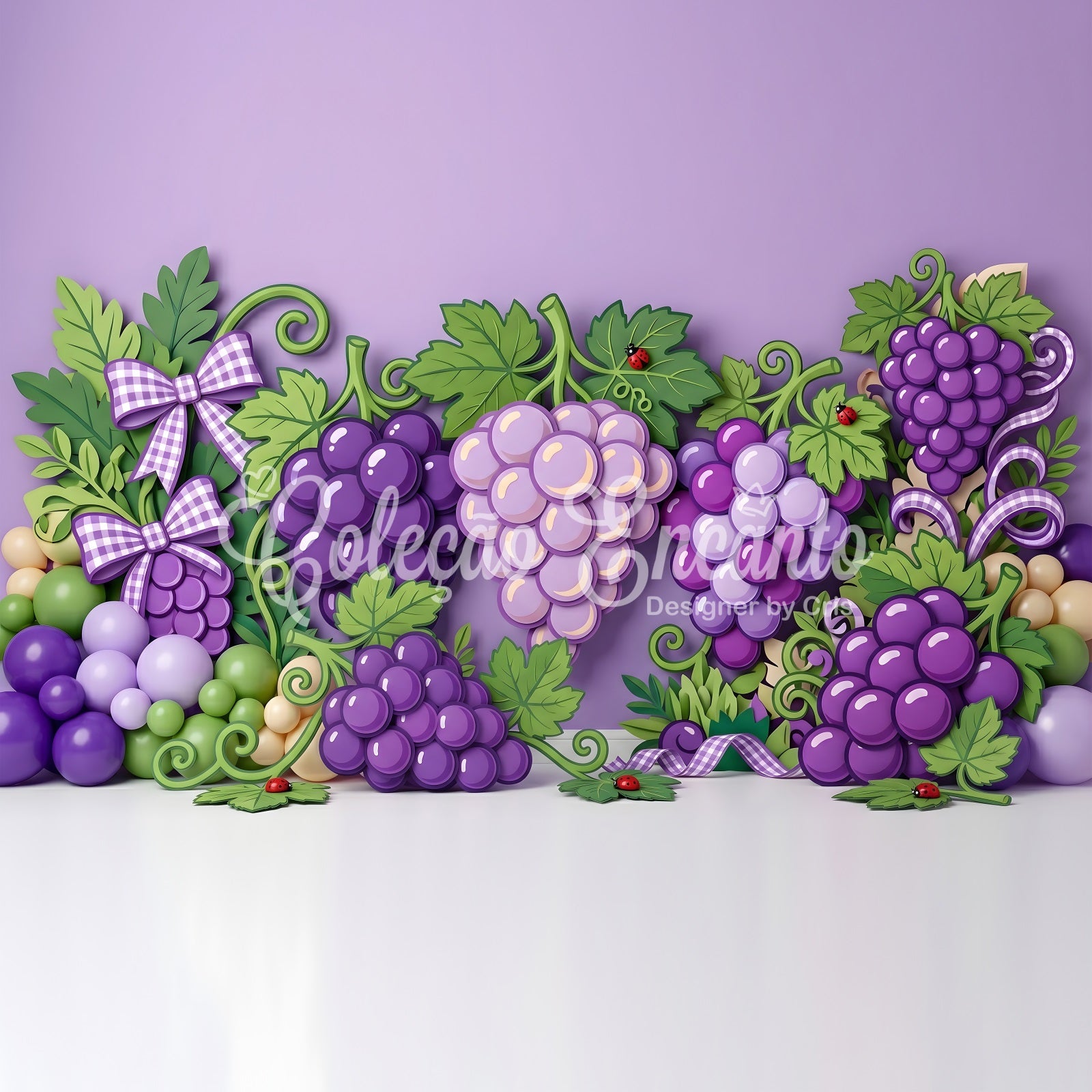 Photo Backdrop Kids Purple Grape Vine Balloon Garland Backdrop Newborn Photography CEM65-30